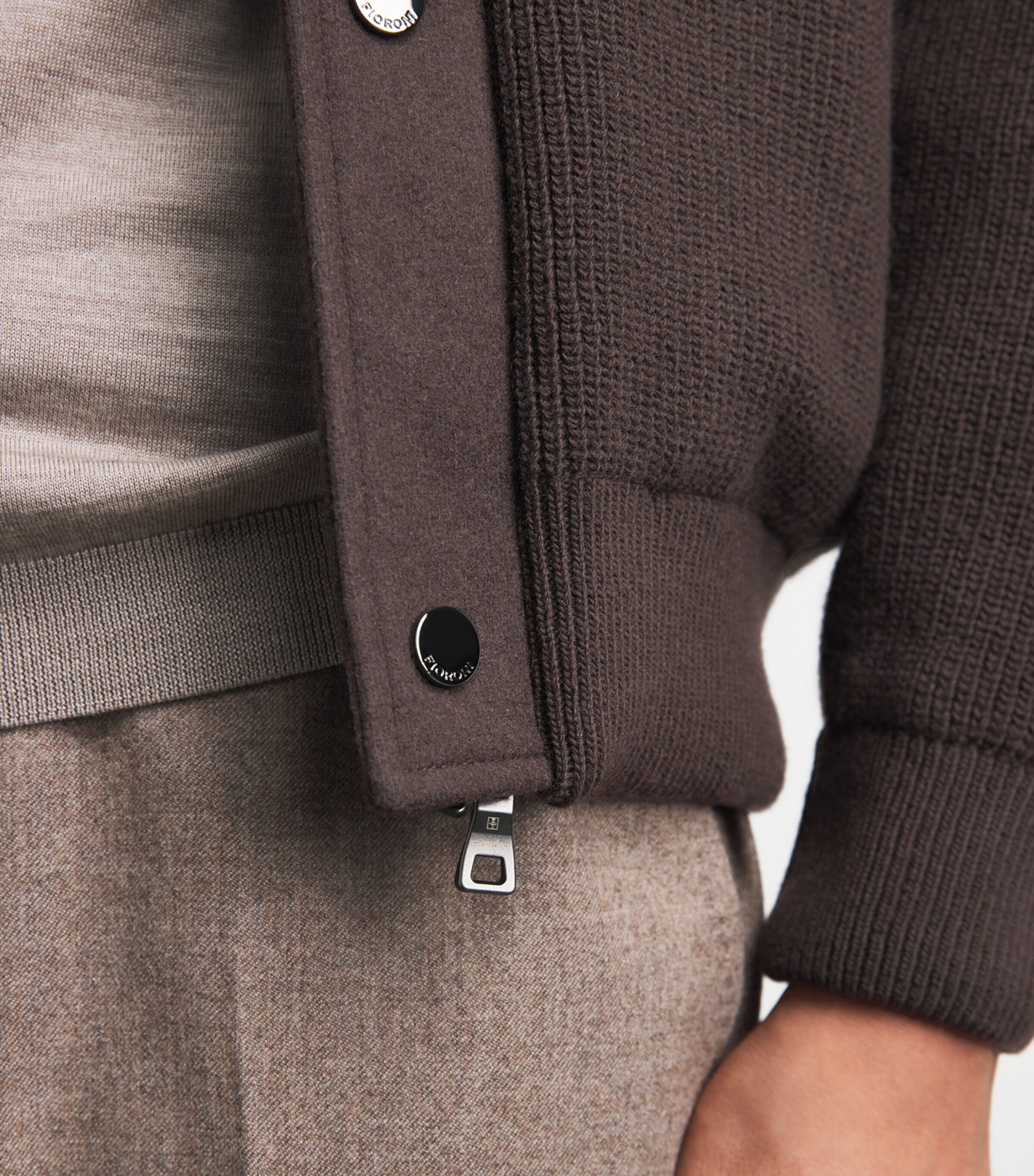 Fioroni Cashmere Mens Virgin Wool Down Jacket Marrone Image 3