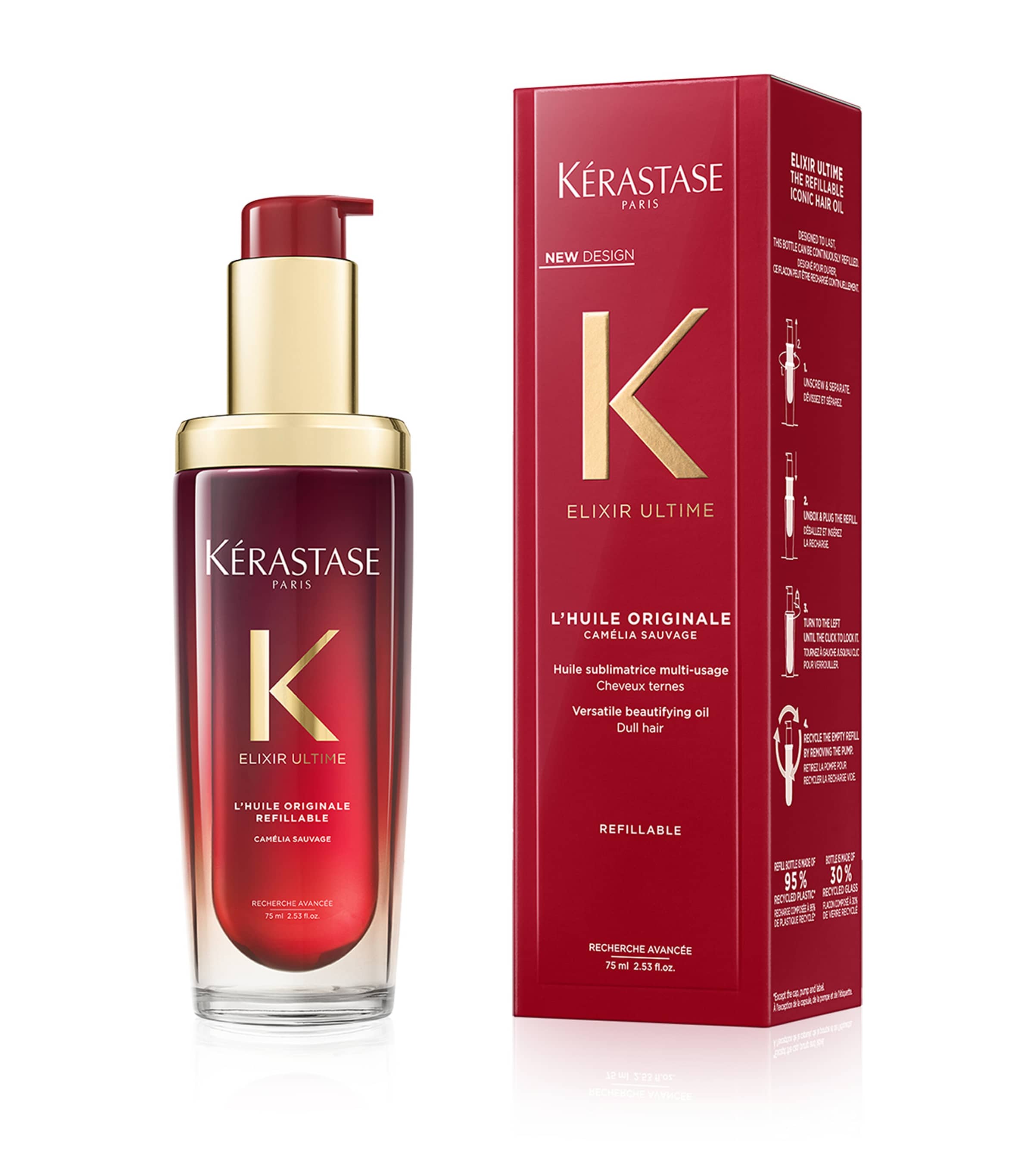 Kerastase Elixir Ultime Burgundy Rouge L'Huile Originale Hair Oil Limited Edition (75ml) | Haircare | Hair Oils & Serums | Designers | Kerastase