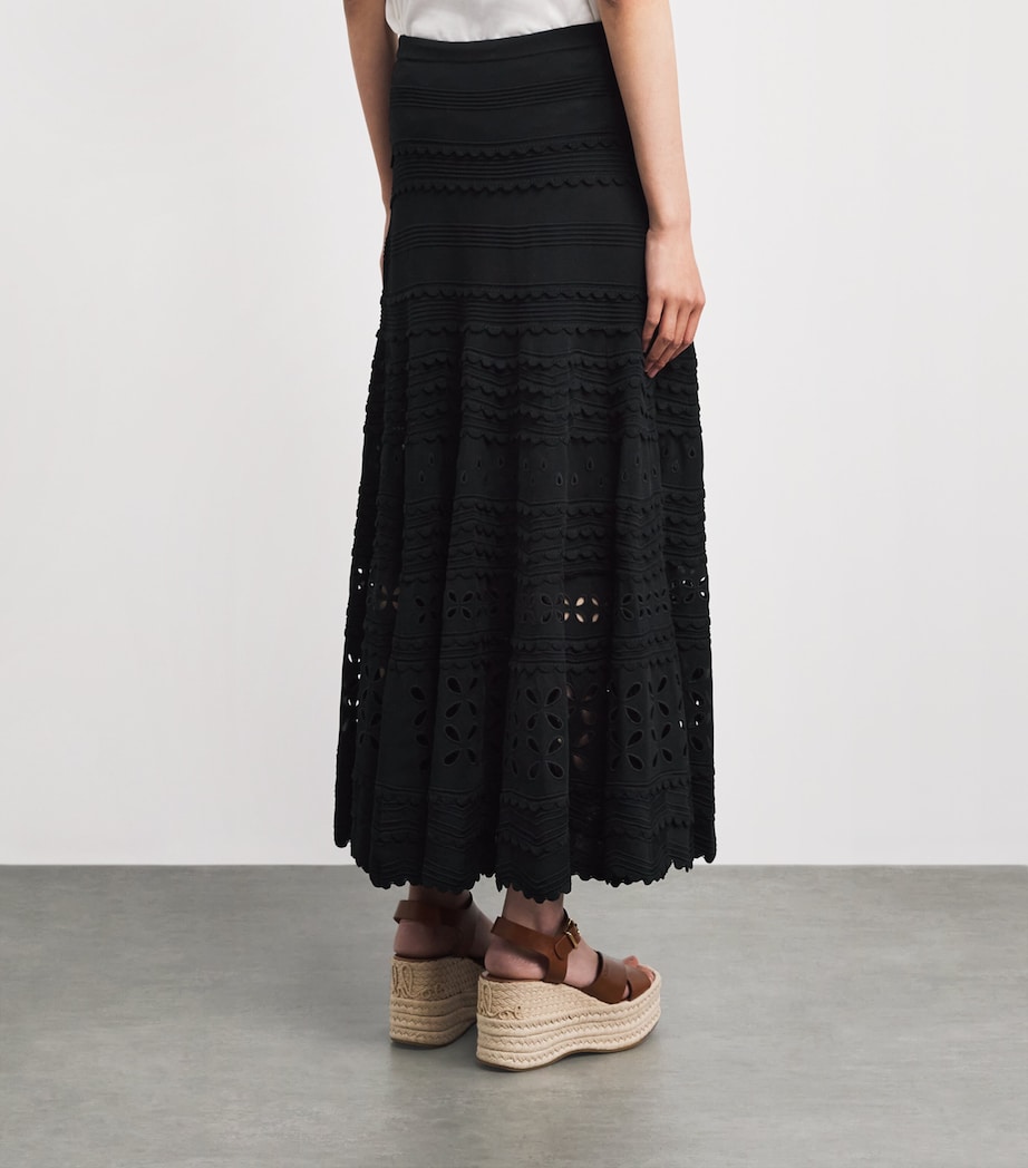 Ulla Johnson Womens Eyelet-Knit Annisa Midi Skirt Noir Image 5