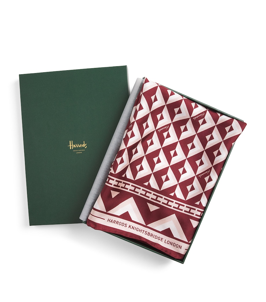 Silk Geometric Print Square Scarf PINK Image 1