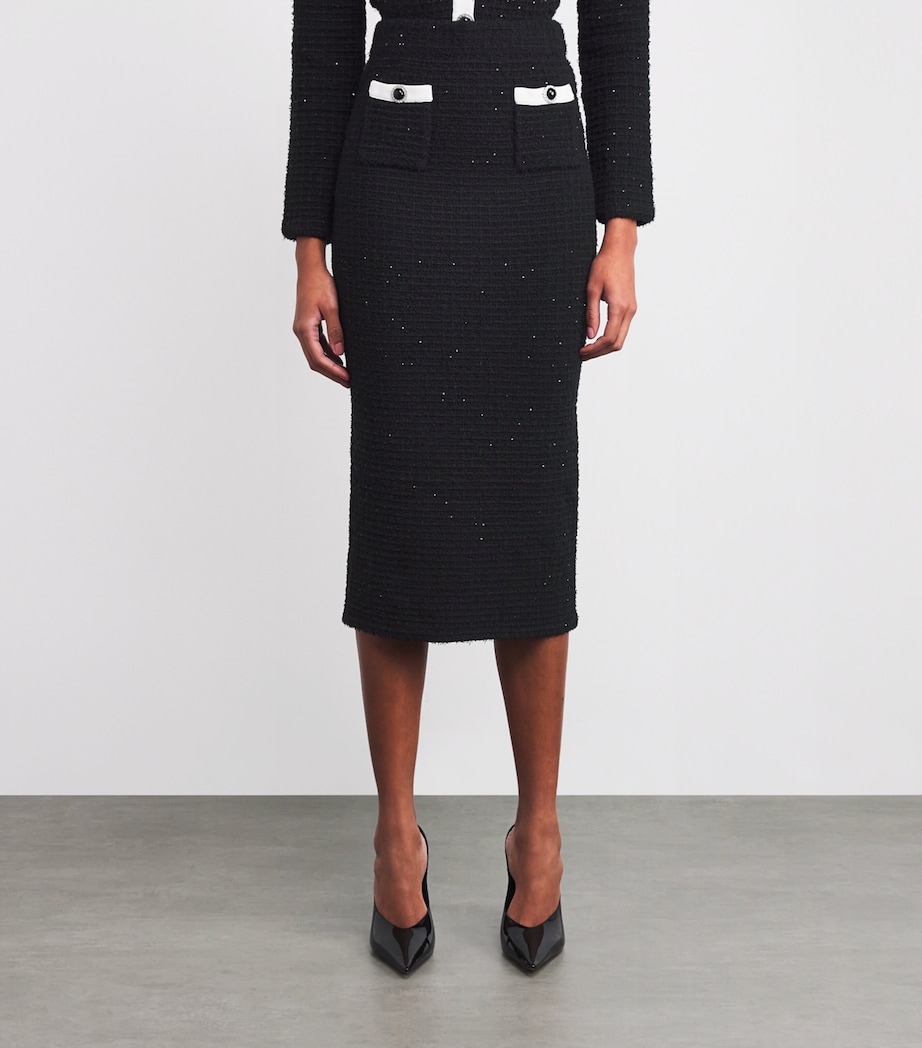 Textured Midi Skirt BLACK Image 3