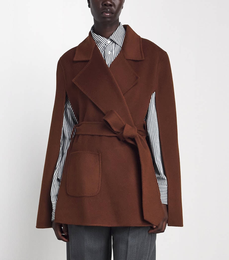 Wolk Morais Womens Cashmere Tie-Waist Cape Chestnut Image 4