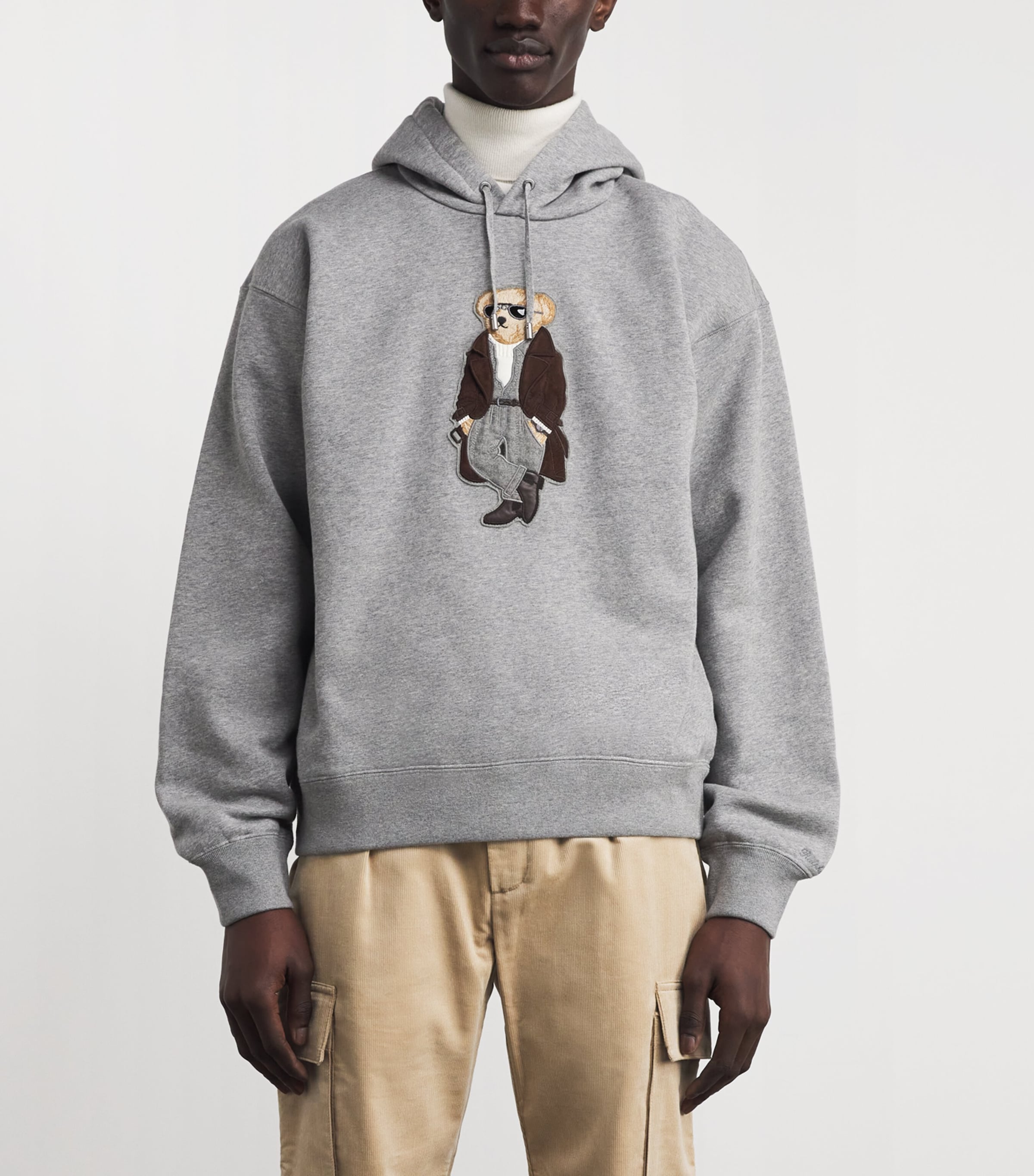 Cotton-Cashmere Polo Bear Hoodie GREY Image 3