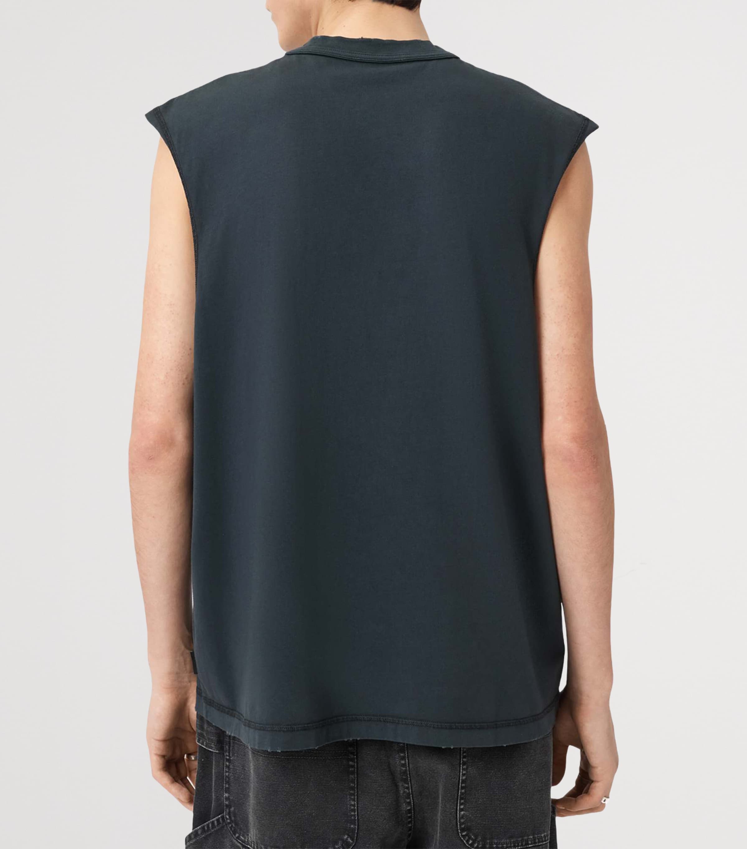 AllSaints Mens Cotton Sleeveless Cole T-Shirt Washed Black Image 4