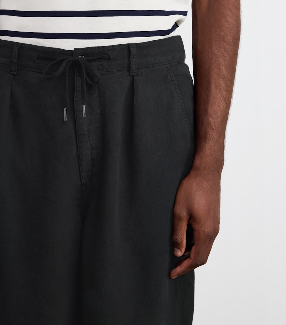 Linen Drawstring Trousers BLACK Image 6
