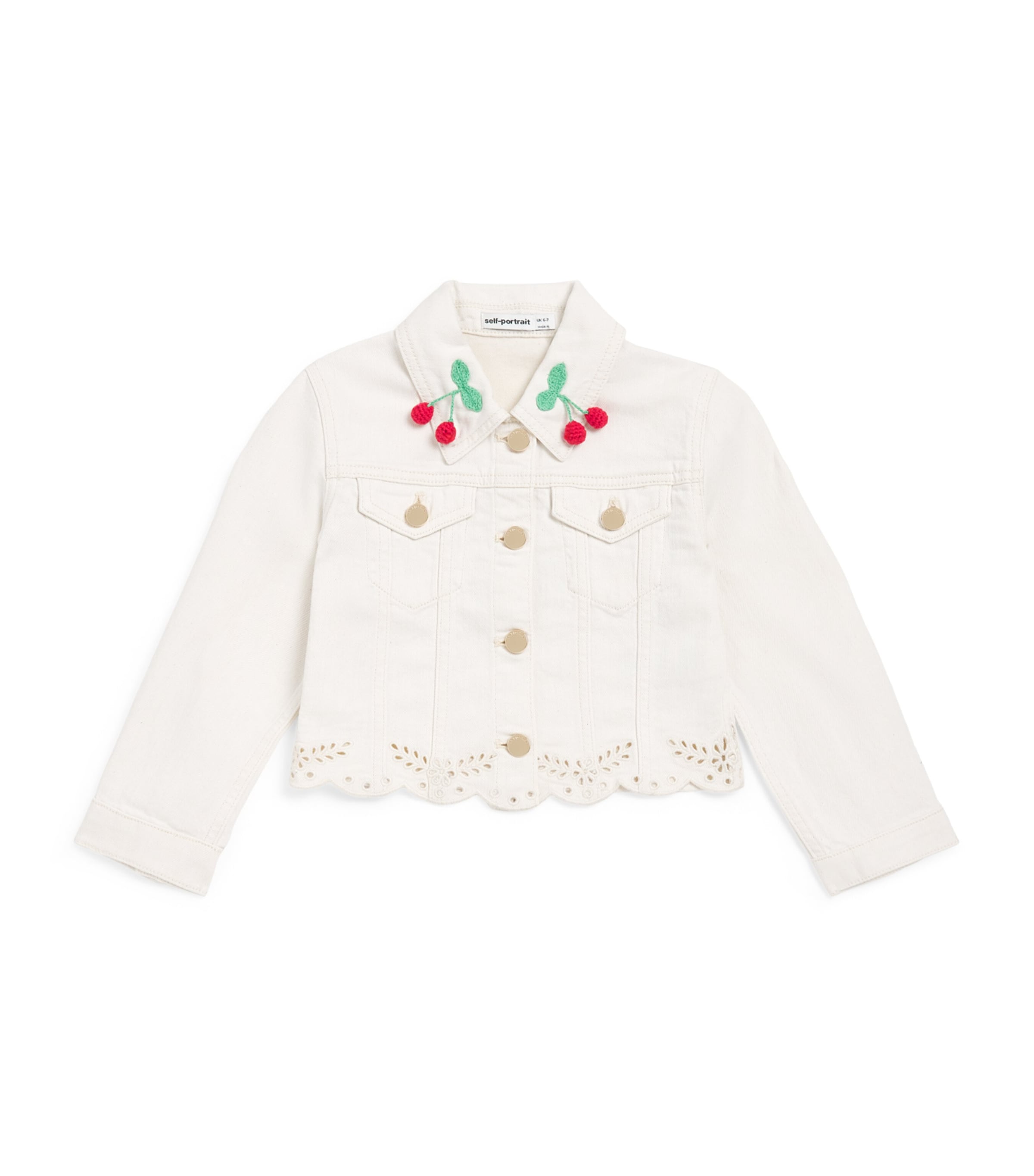 Self-Portrait Kids Cherry Denim Jacket (4-12 Years) Image 1