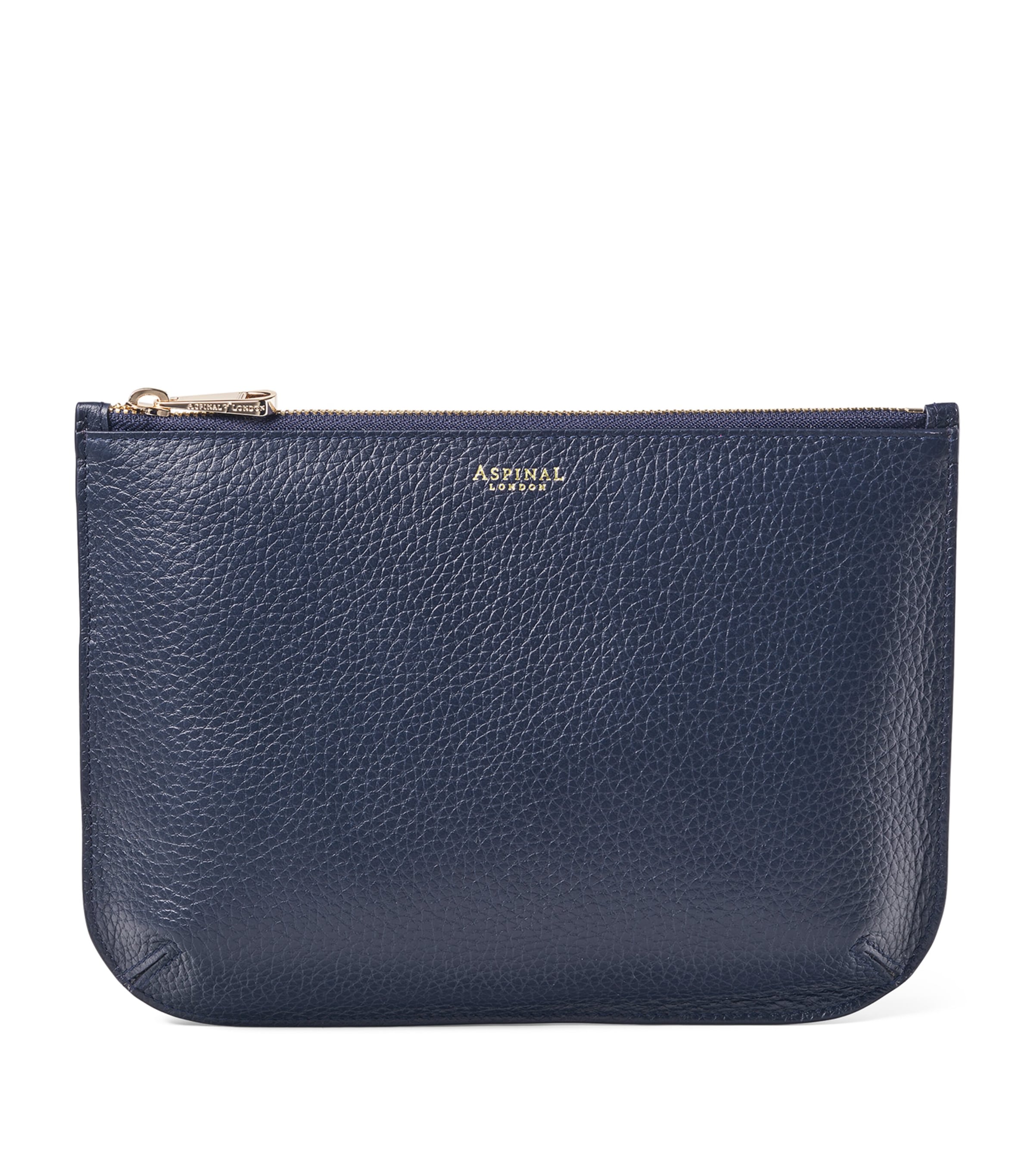 Shop Aspinal Of London Leather Ella Pouch In Blue