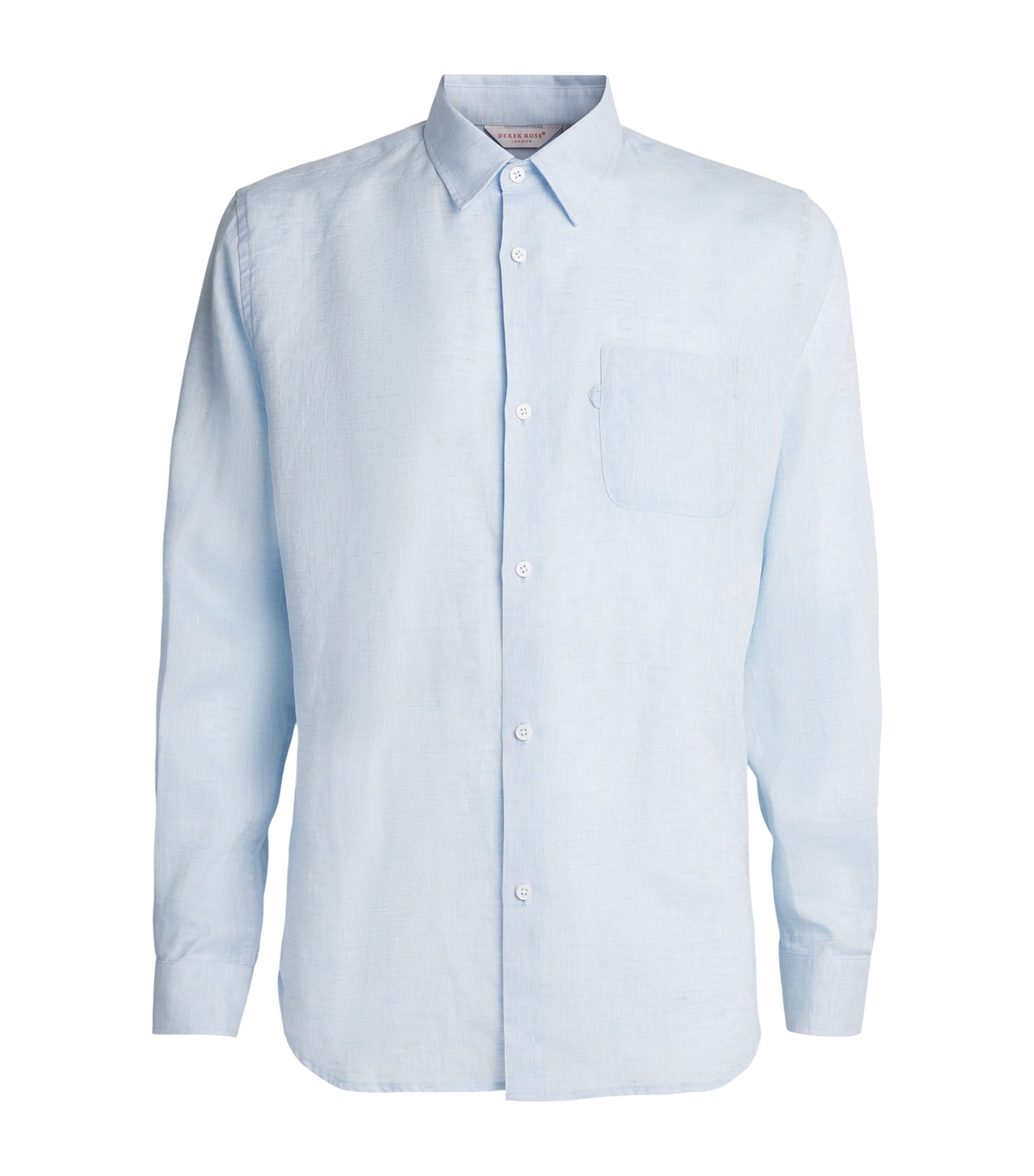 Derek Rose Mens Linen Monaco Shirt Blu Image 1