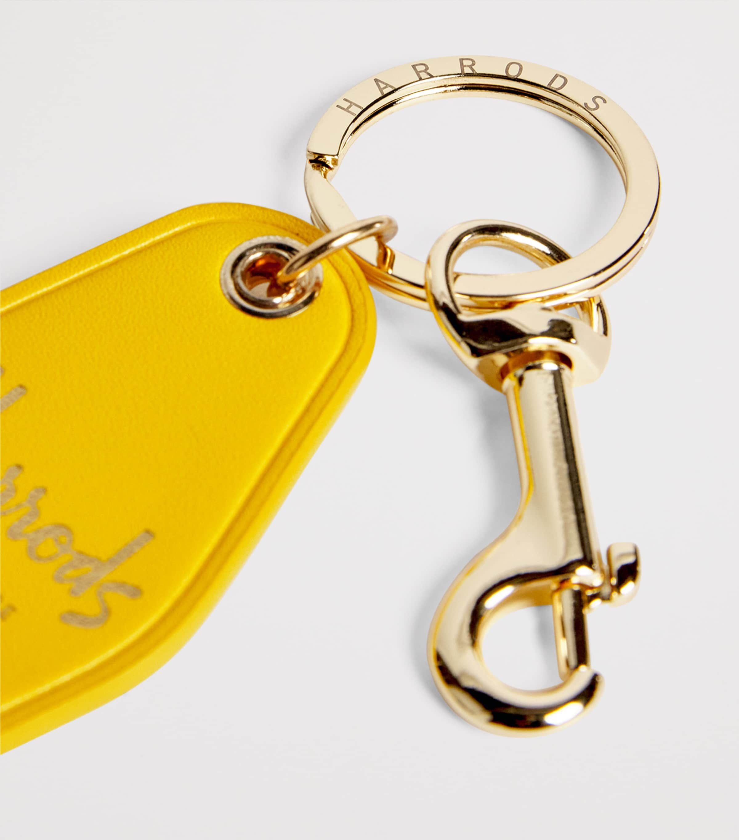 Harrods Leather Villa Keyring Yellow Image 2
