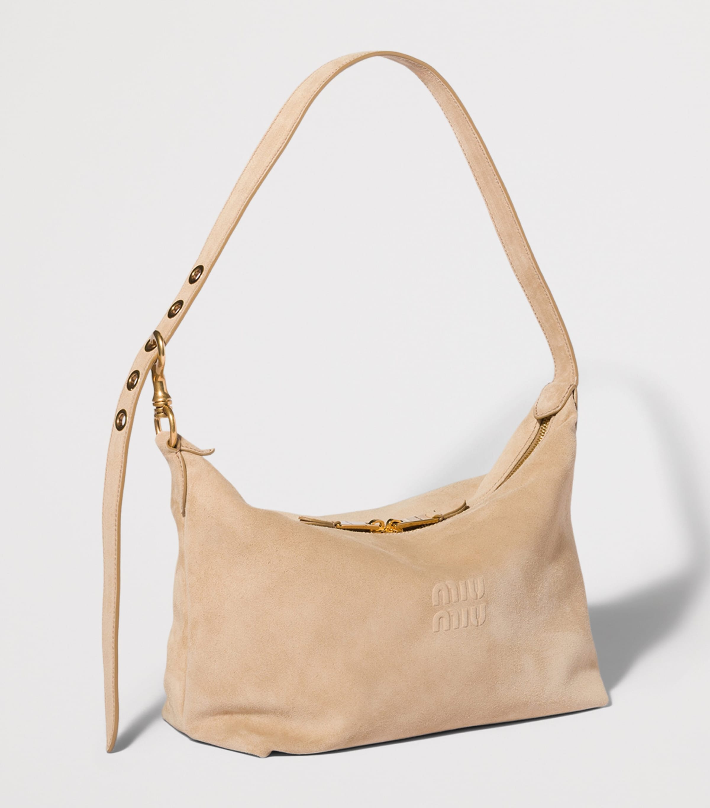 Miu Miu Medium Suede Spirit Shoulder Bag Neutral Image 3