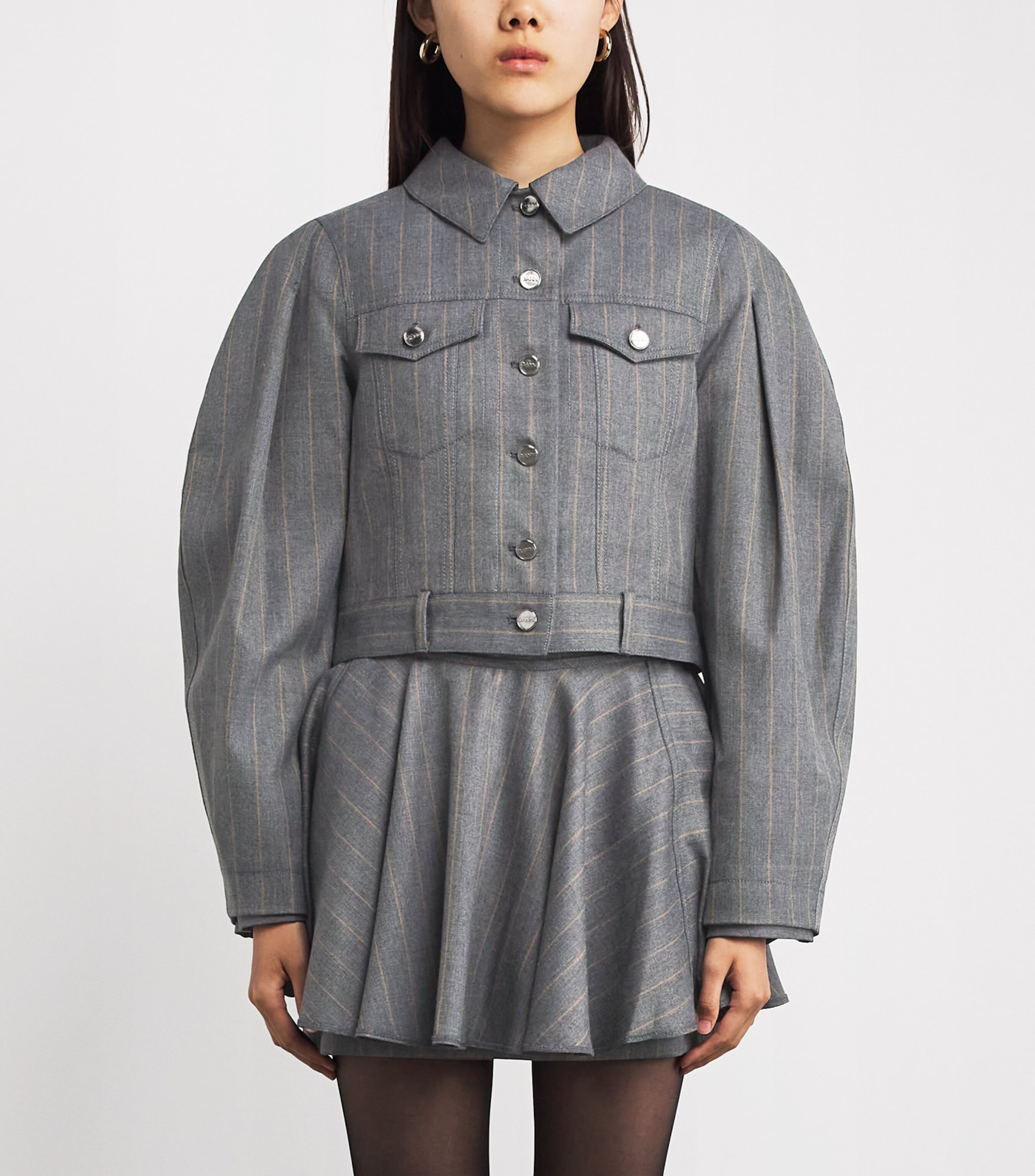 Cropped Stripe Jacket 205 PEWTER Image 3