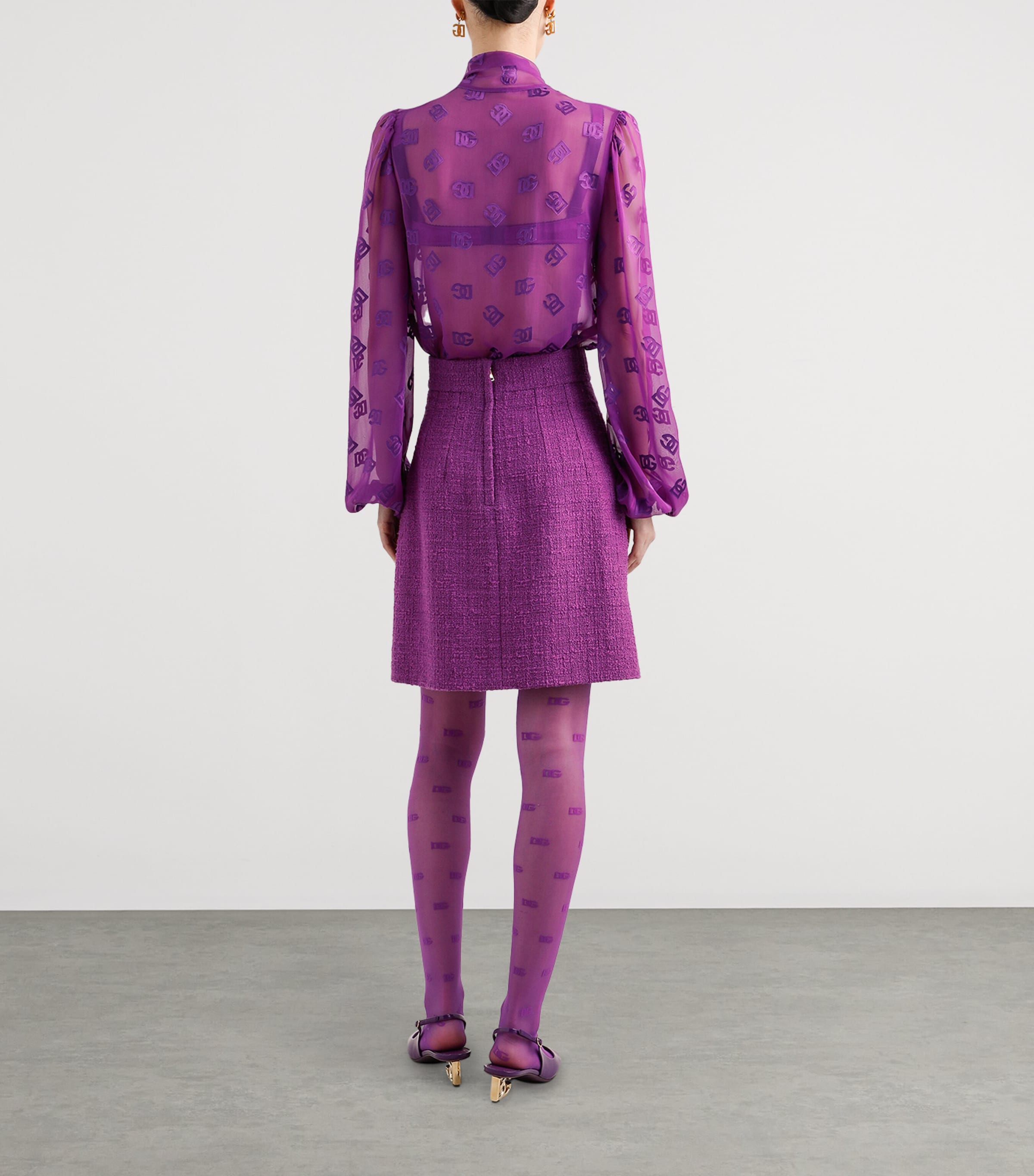 Tweed Mini Skirt F0571-PURPLE Image 3