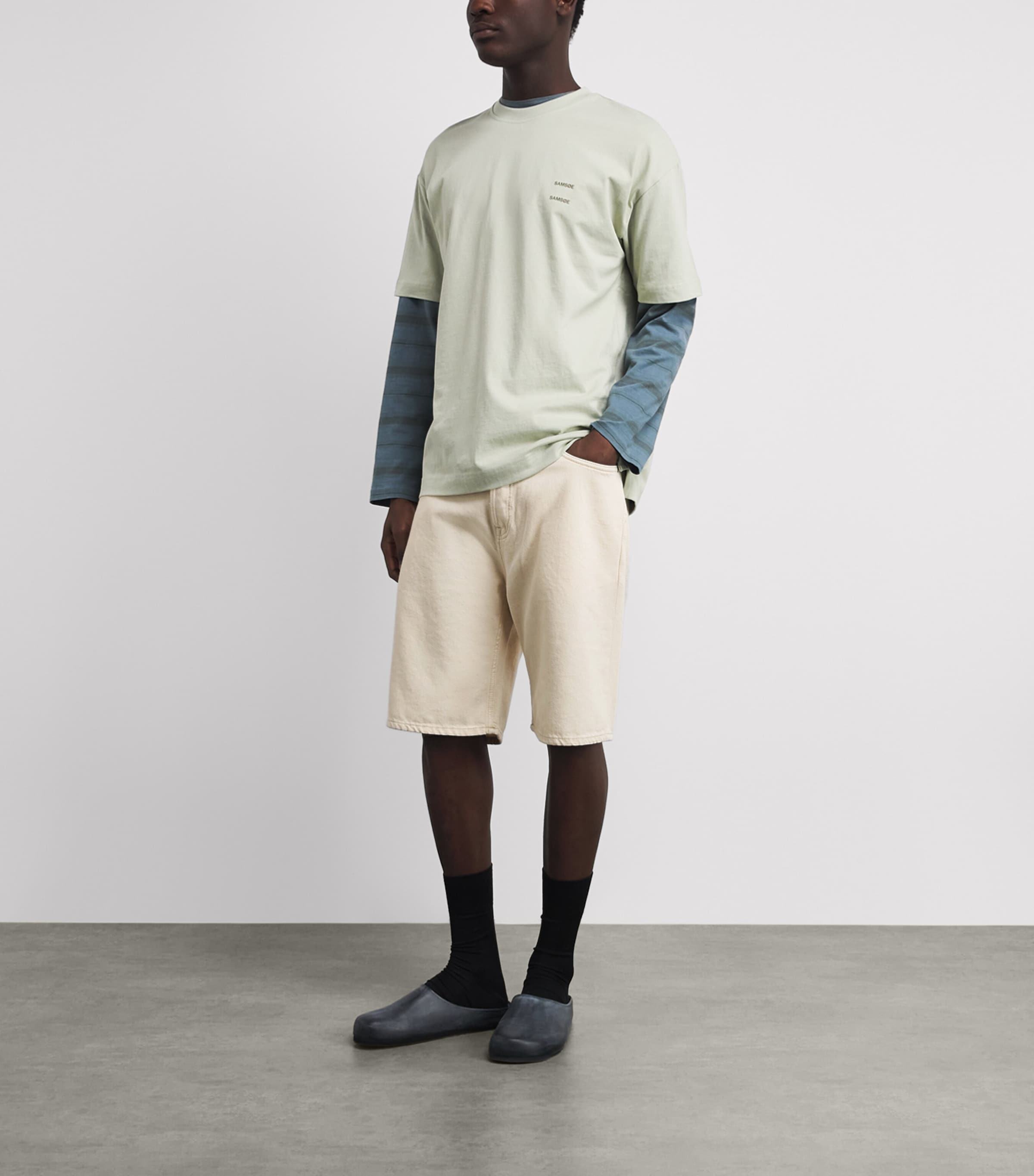 SAMSOE SAMSOE Mens Denim Saeddie Straight Shorts Soft Natural Image 2