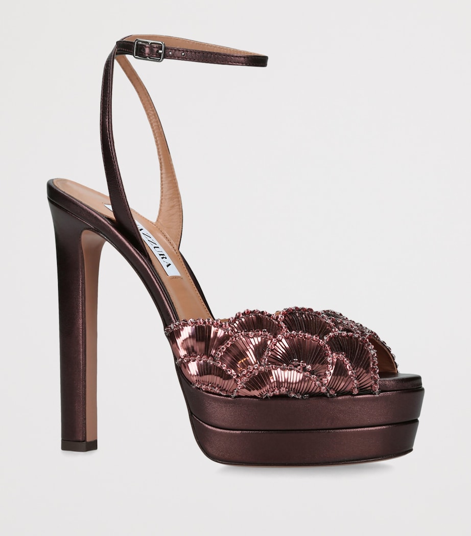 Aquazzura Leather Ce Soir Heeled Sandals 130 Viola Image 2