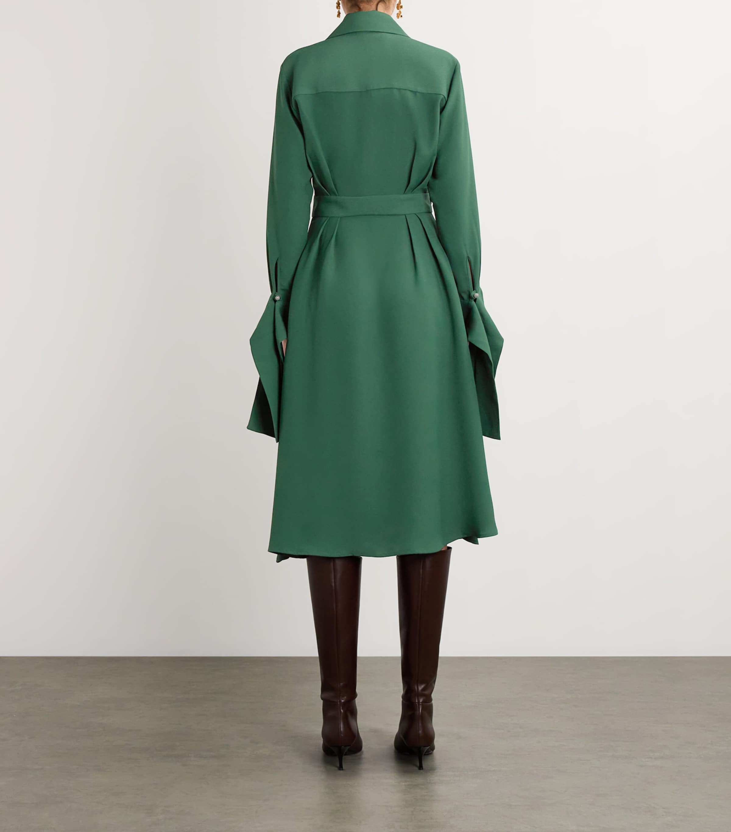 Palmer//Harding Womens Confession Shirt Dress Green Crepe Image 3