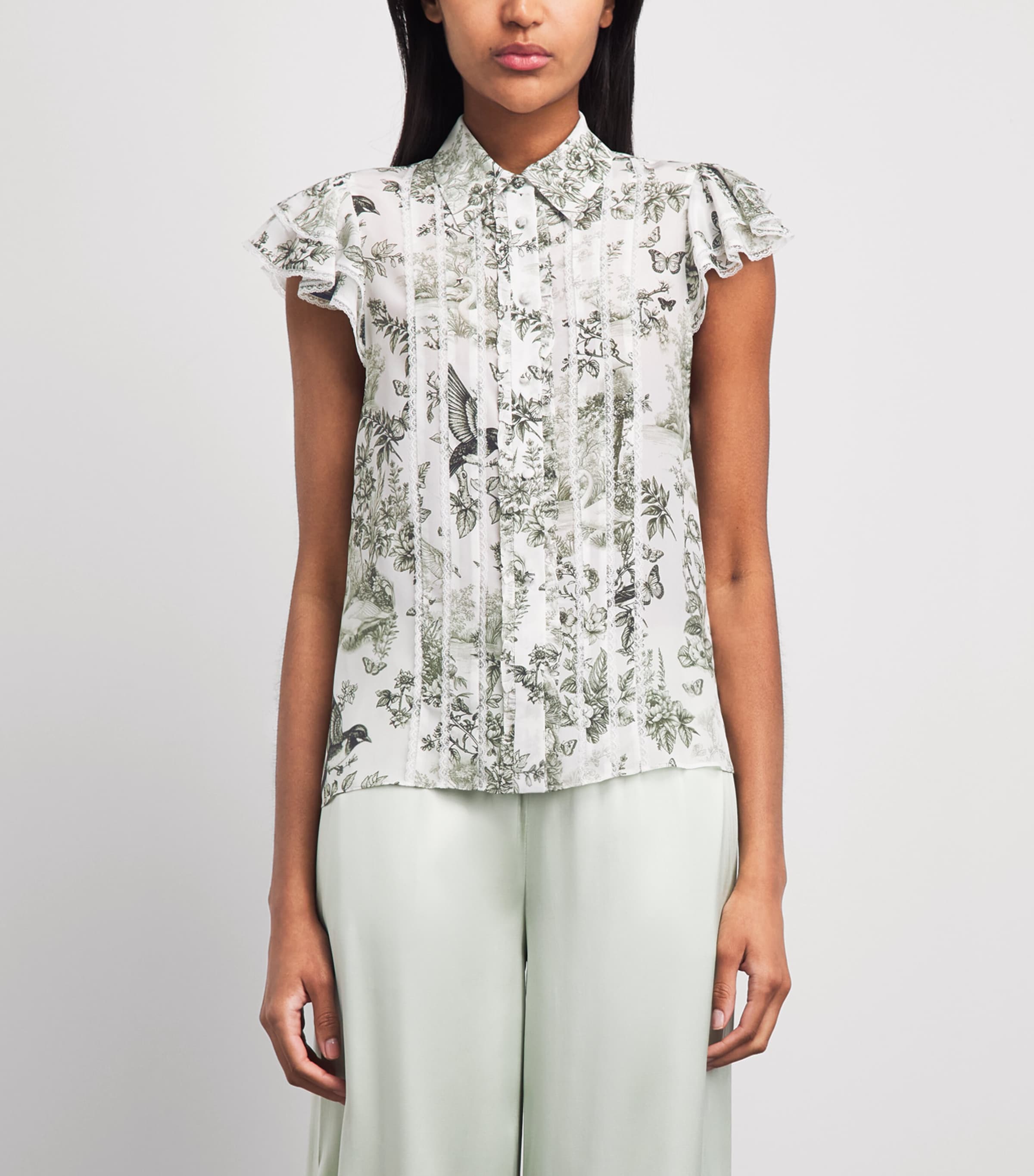 Alice+Olivia Womens Ruffle Minda Blouse Daybreak Image 4