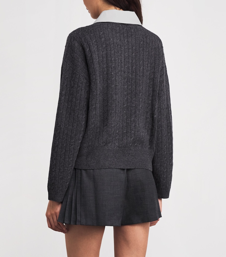 Wool-Cashmere Peter Pan Collar Sweater MOTTLED GREY Image 4