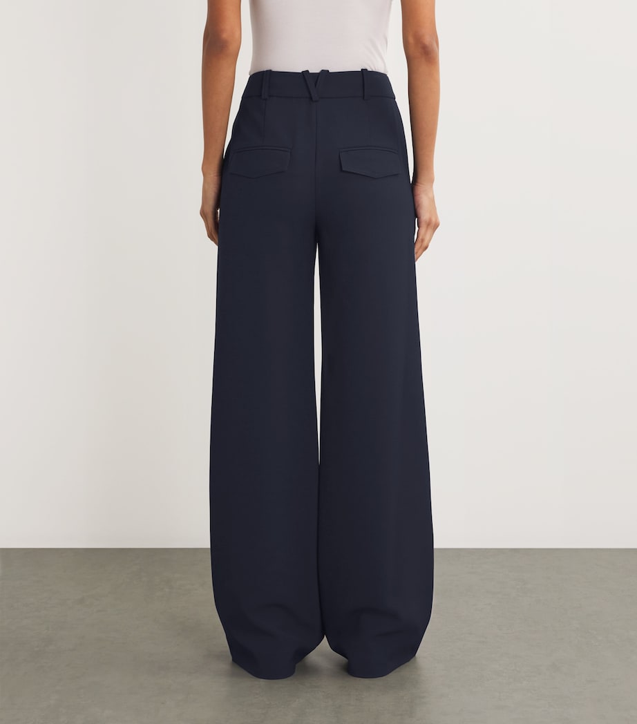 Veronica Beard Womens Cole Wide-Leg Trousers Navy Image 4