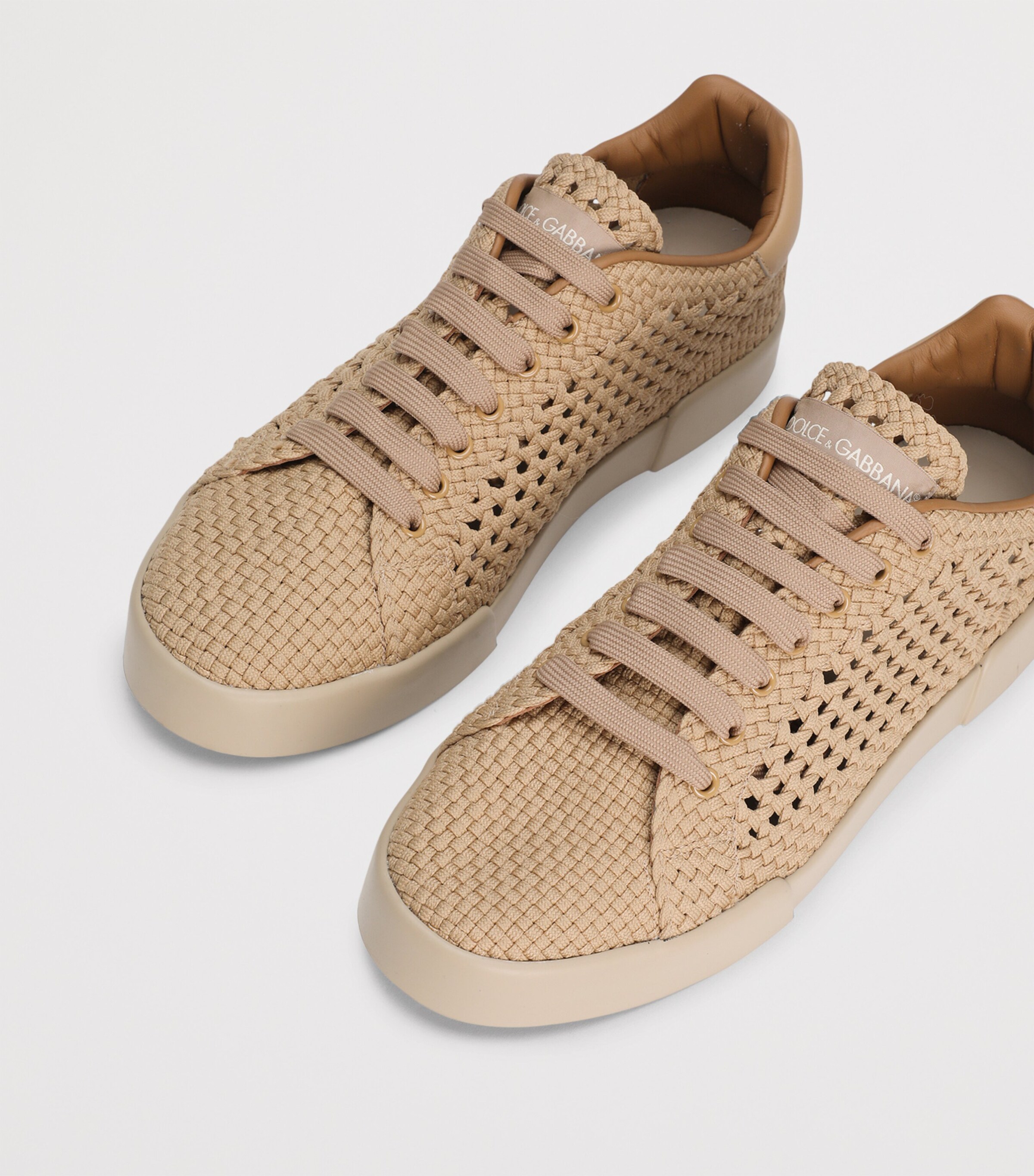 Dolce&Gabbana Woven Portofino Sneakers Beige/beige Image 4
