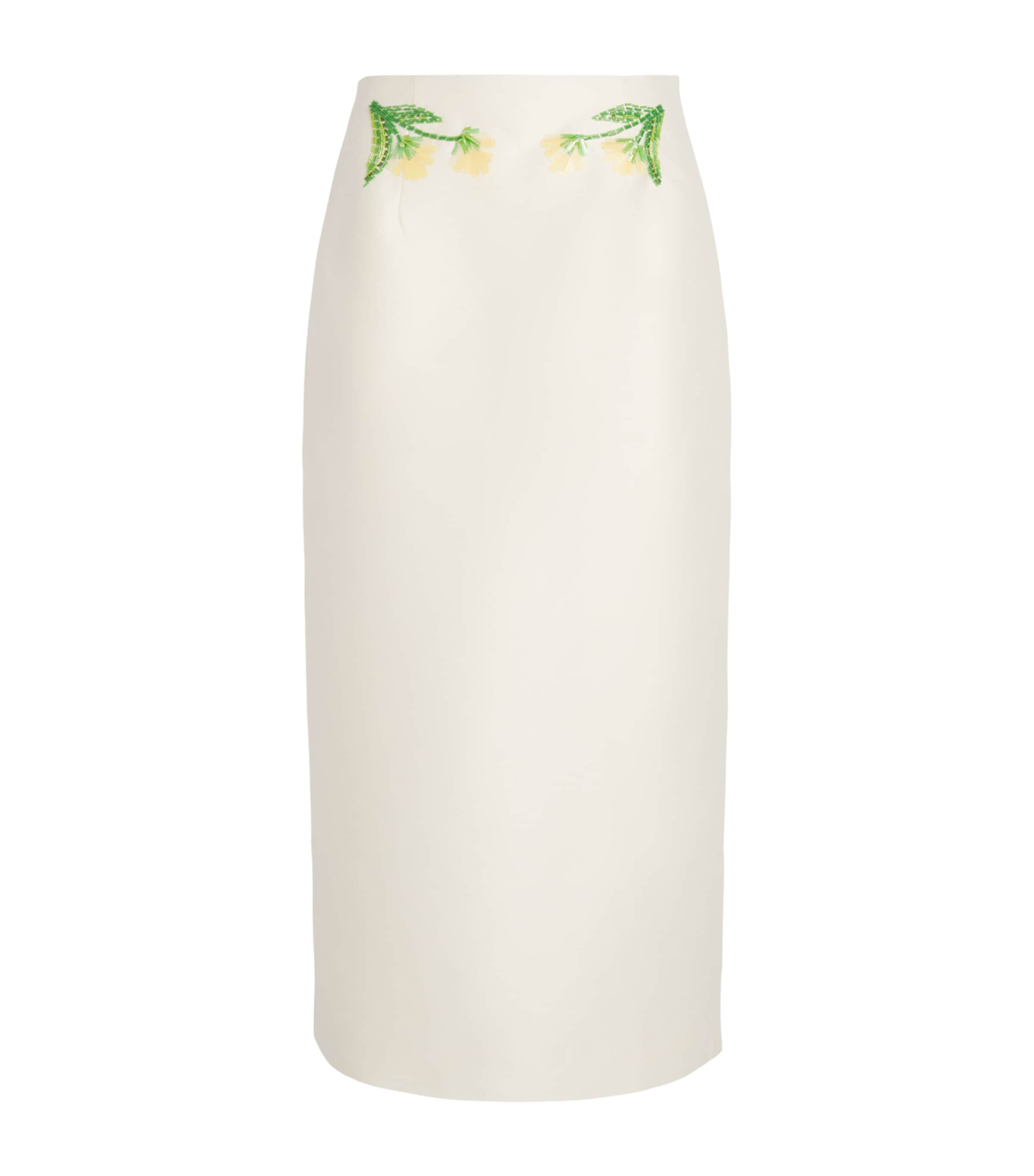 LEO LIN Womens Wool-Silk Quinn Midi Skirt Wildflower Image 1