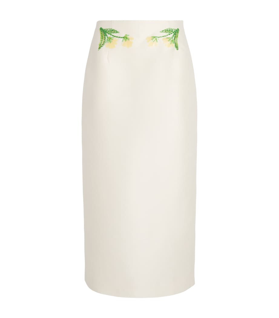 LEO LIN Womens Wool-Silk Quinn Midi Skirt Wildflower Image 1