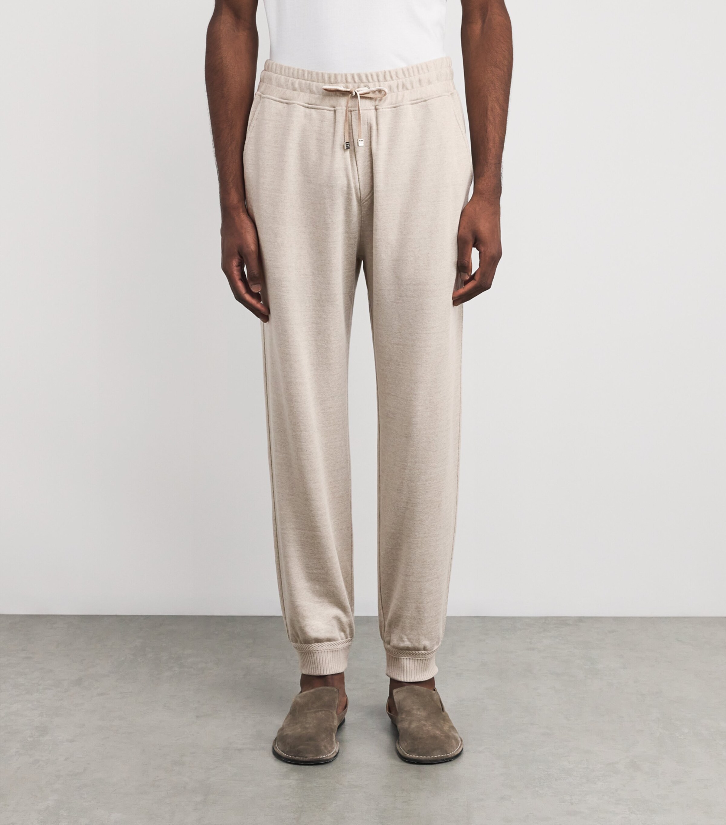 Linen-Virgin Wool Sweatpants STONE Image 3
