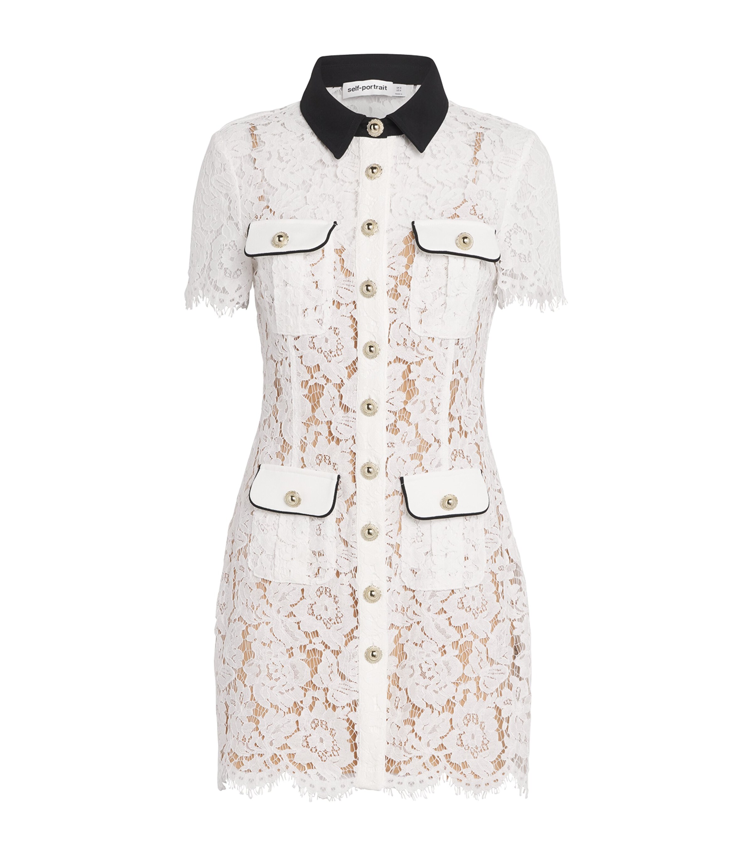 Self-Portrait Lace Contrast-Collar Mini Dress | Partywear | Holiday Shop | Womens | Summer dresses | Dresses | Women Bestsellers | Clothing | Women Clothing | Mini Dresses | Party Dresses | Designers | Self Portrait