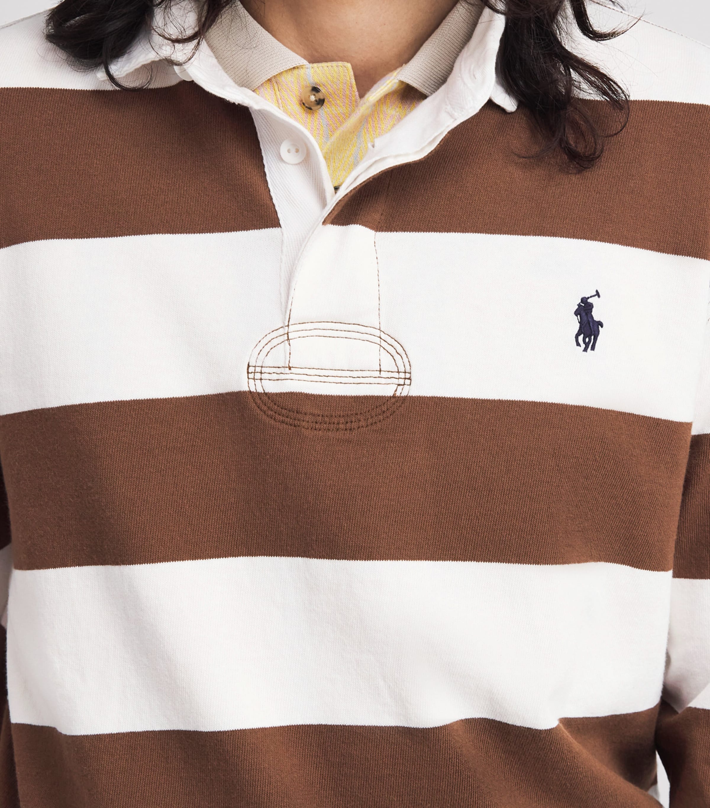 Polo Ralph Lauren Mens Cotton Stripe Rugby Shirt Pale Rsset/trphy Crm Image 3