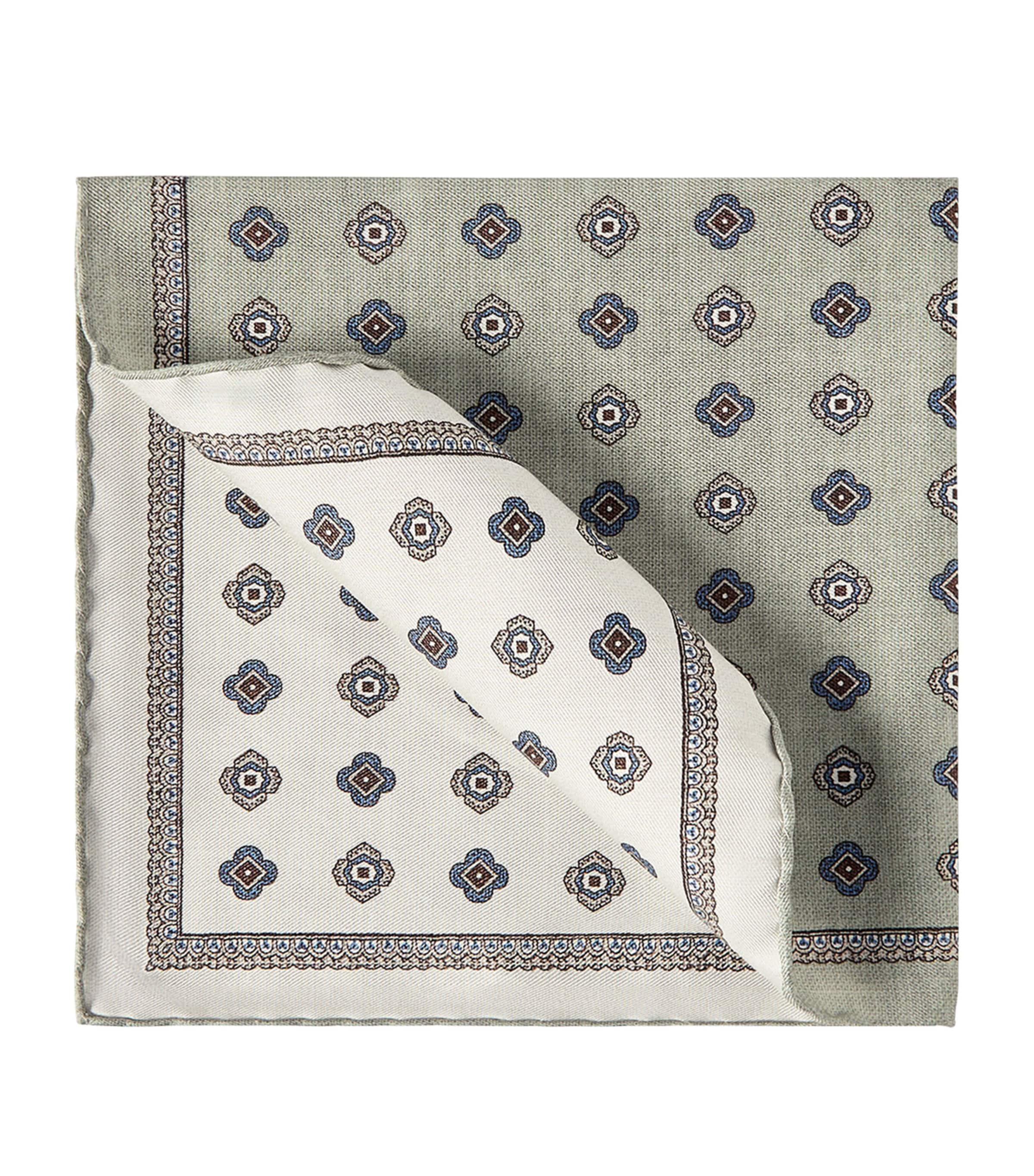 Brunello Cucinelli Silk Medallion Pocket Square Image 1