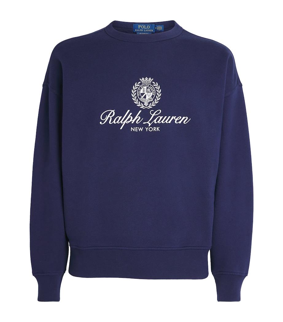 Polo Ralph Lauren Mens Cotton-Blend Logo Crest Sweatshirt Newport Navy Image 1