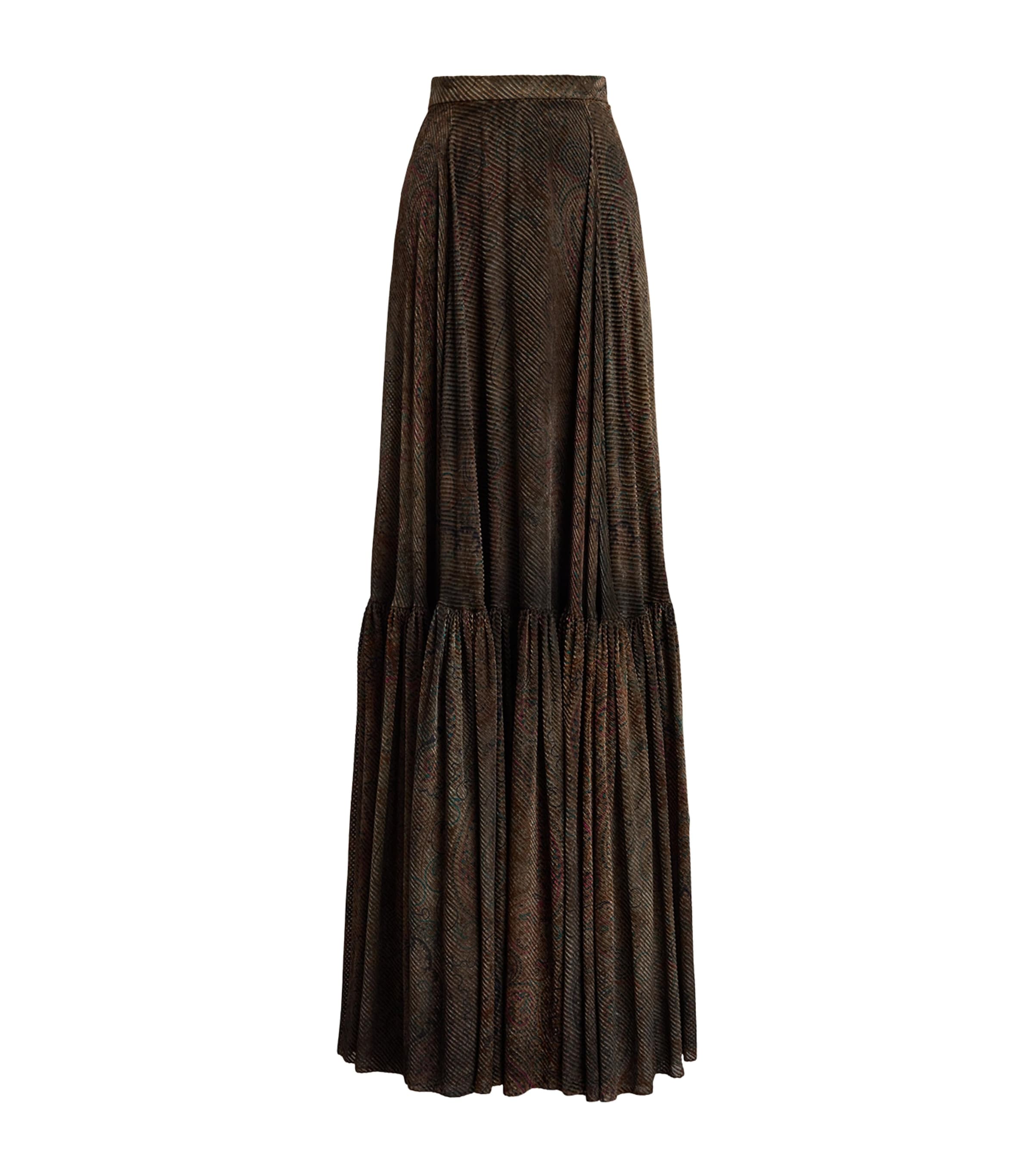 Velvet Devoré Carlita Maxi Skirt COGNAC MULTI Image 1