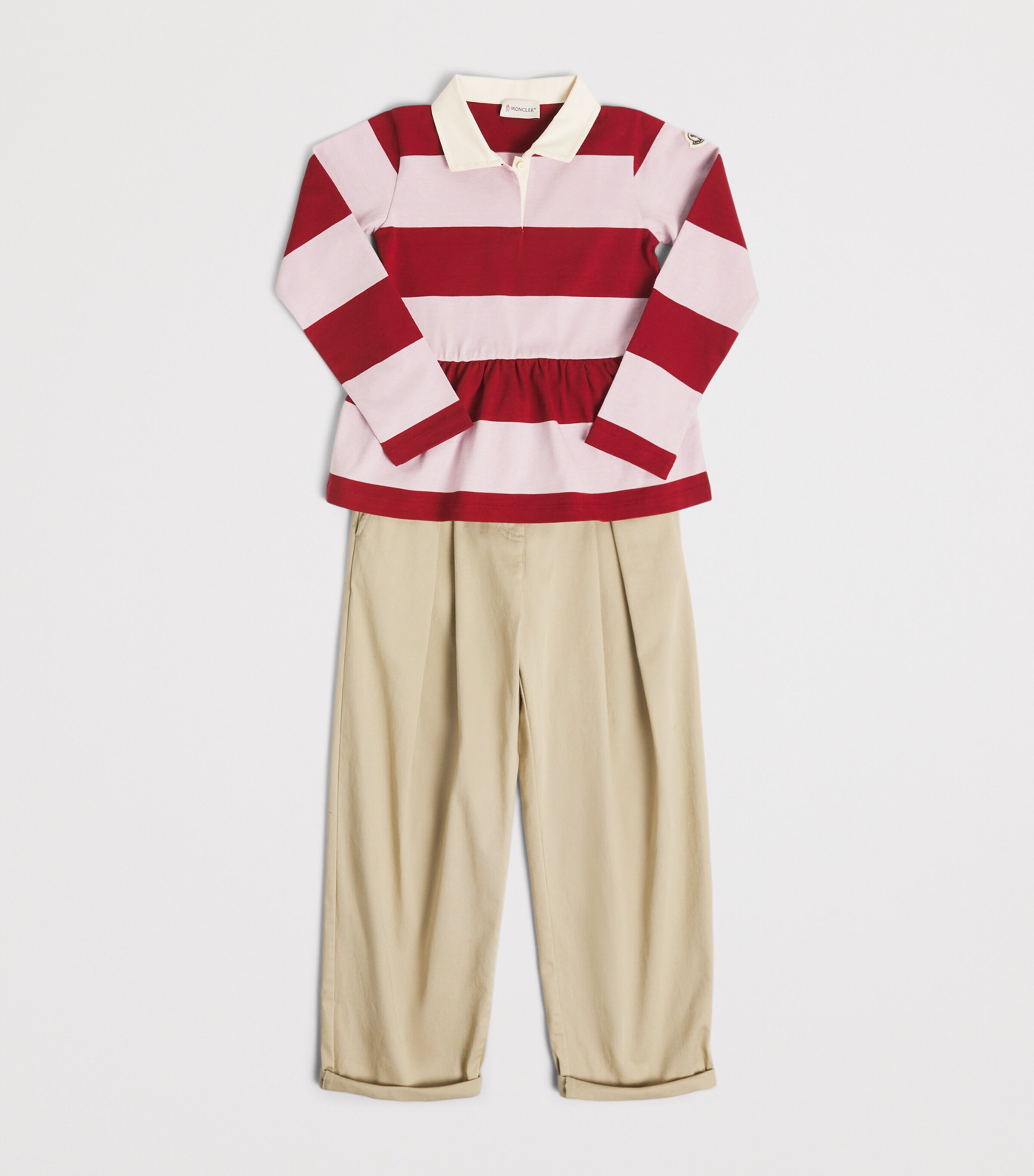 Moncler Enfant Cotton Stripe Peplum Rugby Shirt (8-10 Years) Image 3