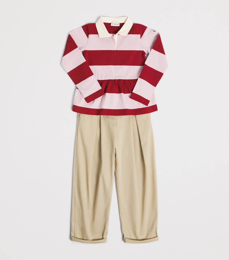 Moncler Enfant Cotton Stripe Peplum Rugby Shirt (8-10 Years) Image 3