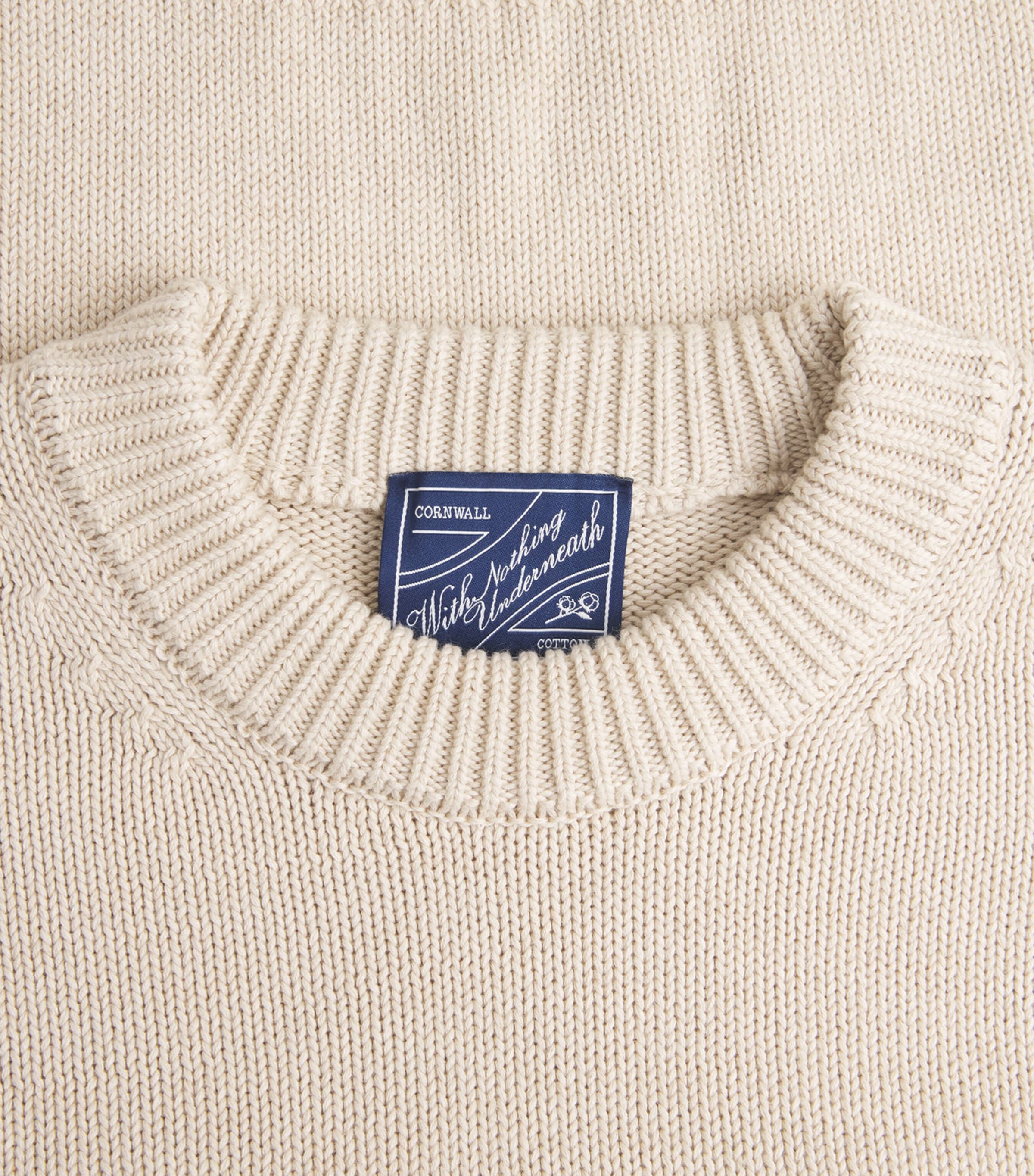 With Nothing Underneath Womens Cotton Cornwall Sweater Oatmeal Image 6