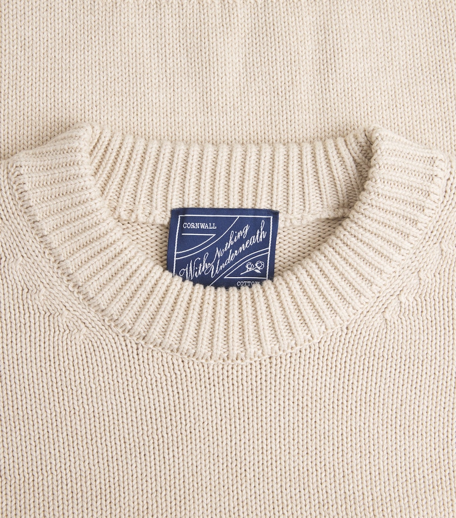 With Nothing Underneath Womens Cotton Cornwall Sweater Oatmeal Image 6