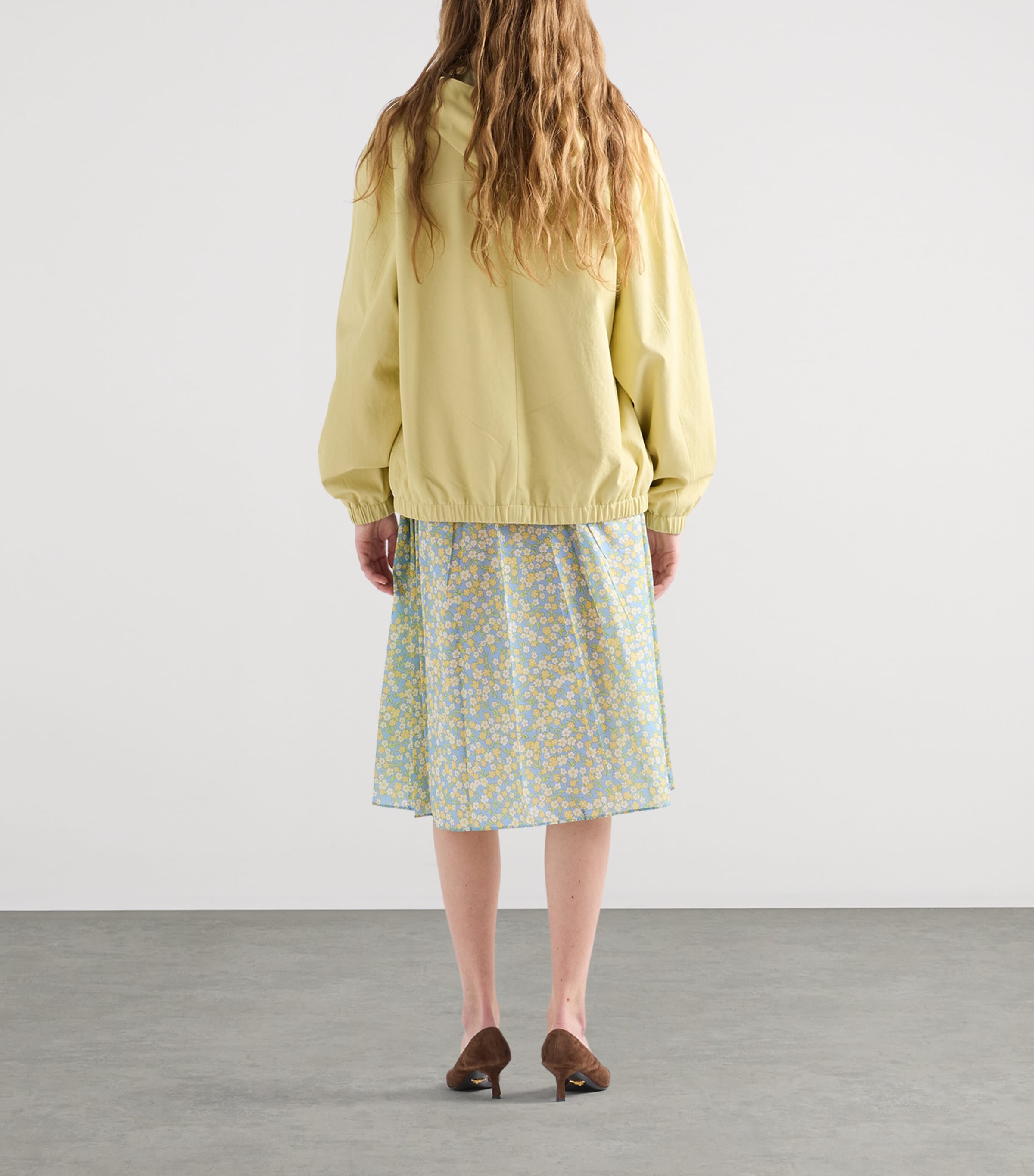Prada Womens Pleated Floral Midi Skirt Image 3