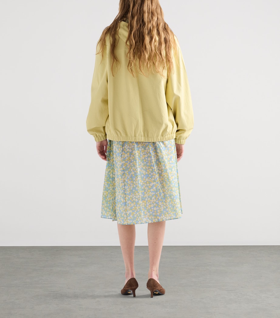 Prada Womens Pleated Floral Midi Skirt Image 3