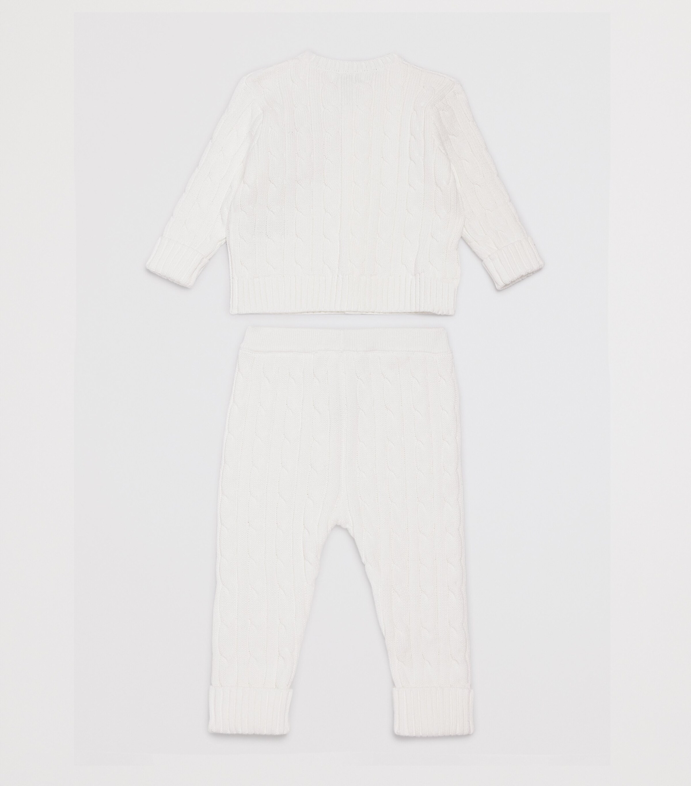 Ralph Lauren Kids Cotton Cable-Knit Cardigan and Leggings Set (3-24 Months) White Image 2