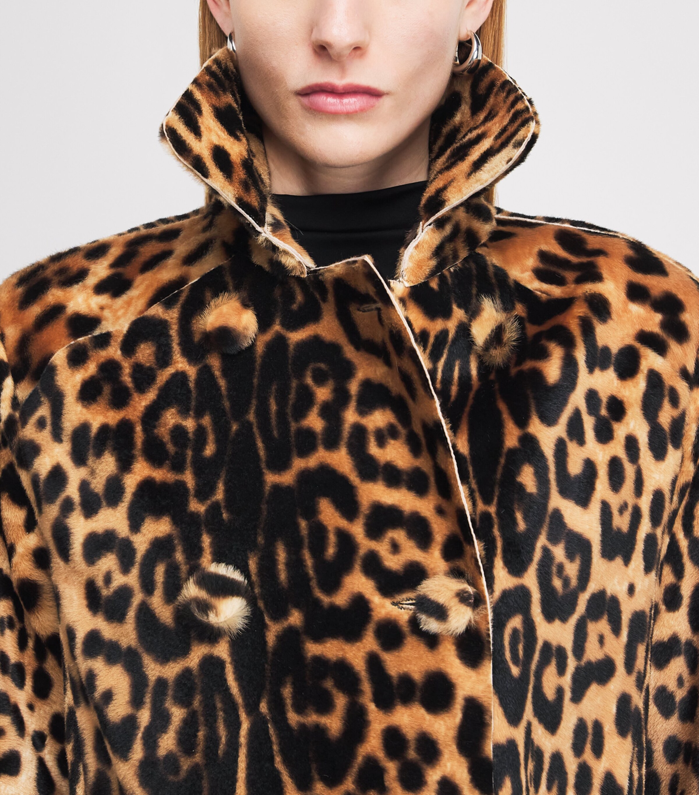 NOUR HAMMOUR Womens Ponyhair Leopard Tate Overcoat Leopard Image 6