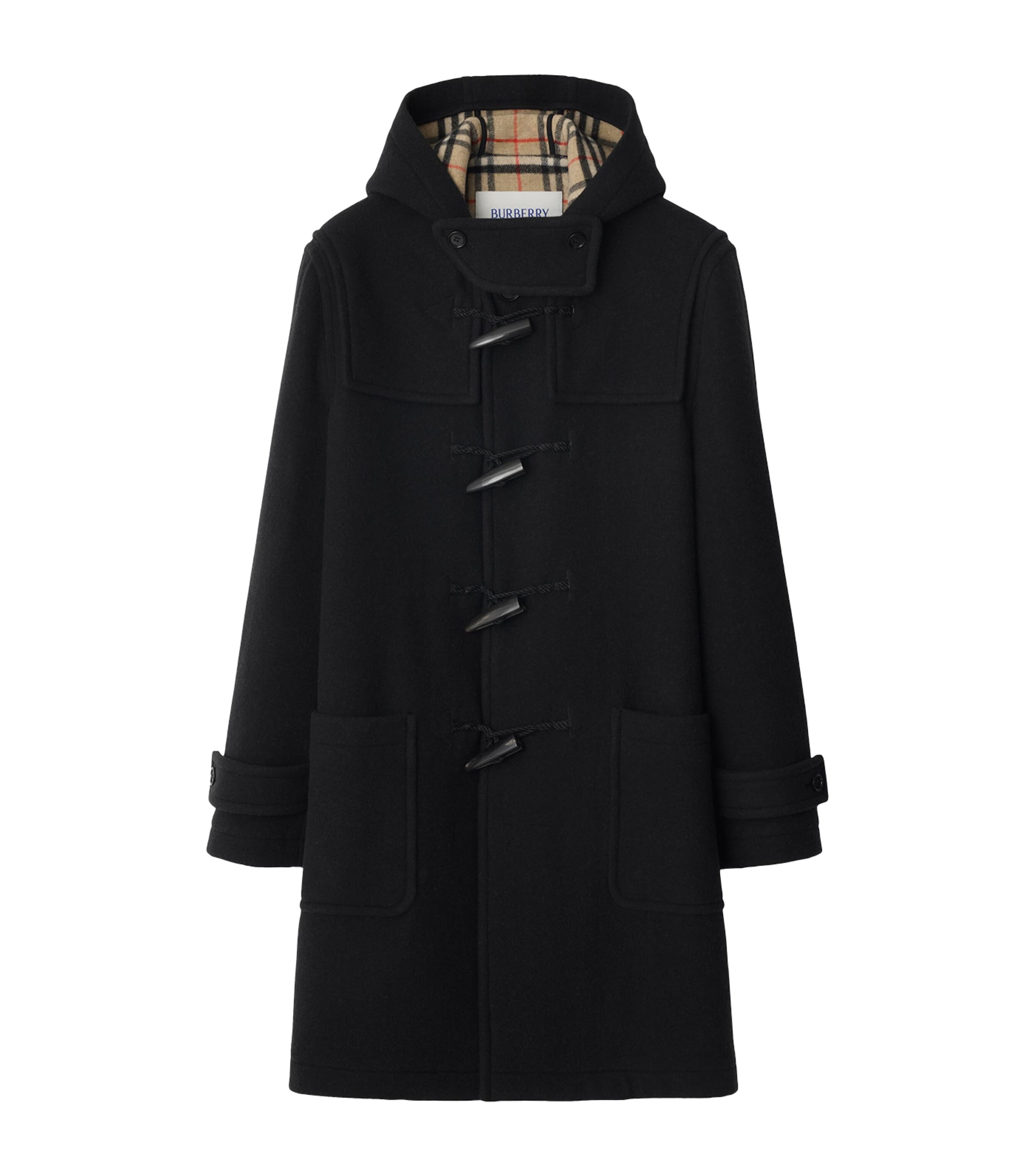 Burberry Black Wool Duffle Coat | Harrods US