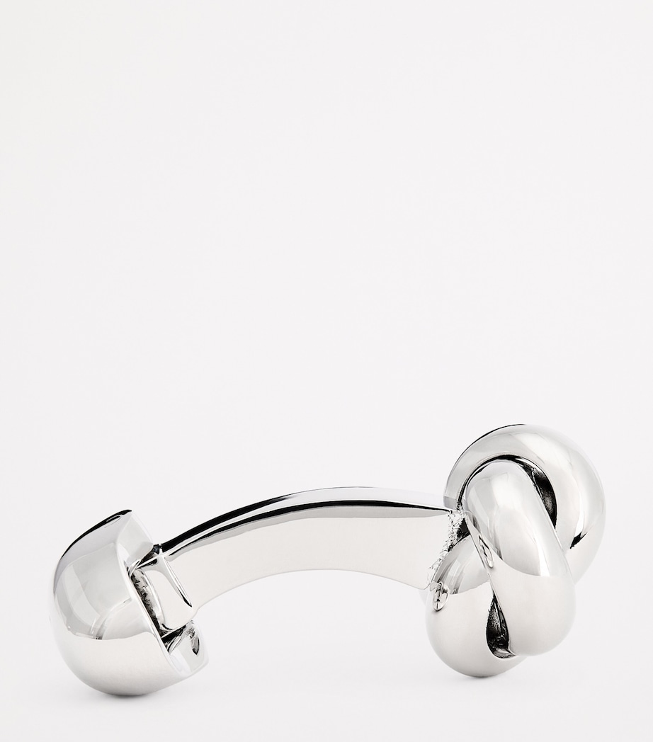 Babette Wasserman Rhodium-Plated Metal Knot Cufflinks Silver Image 4