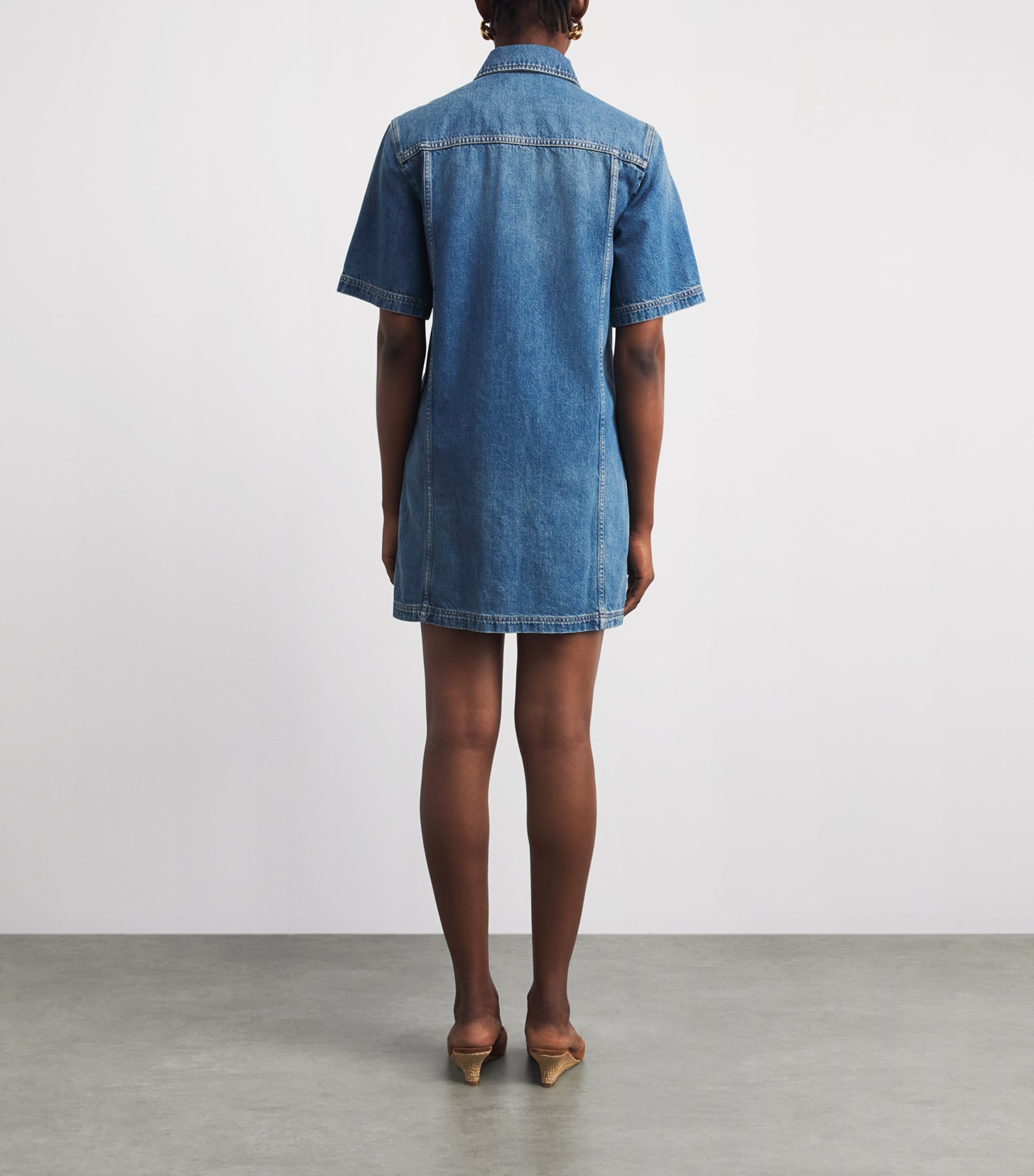 Ulla Johnson Womens Denim The Painters Mini Dress Danube Image 4
