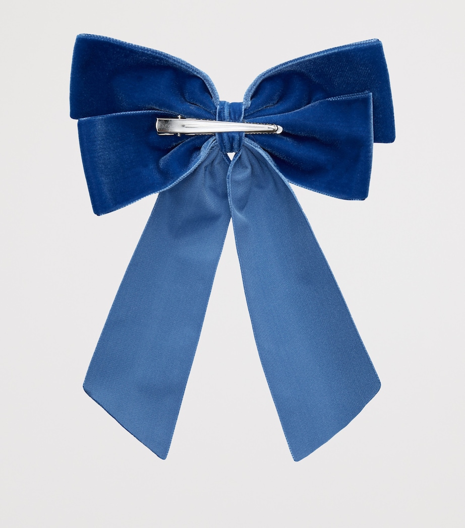 Trotters Velvet Bow Hair Clip Blue Image 2