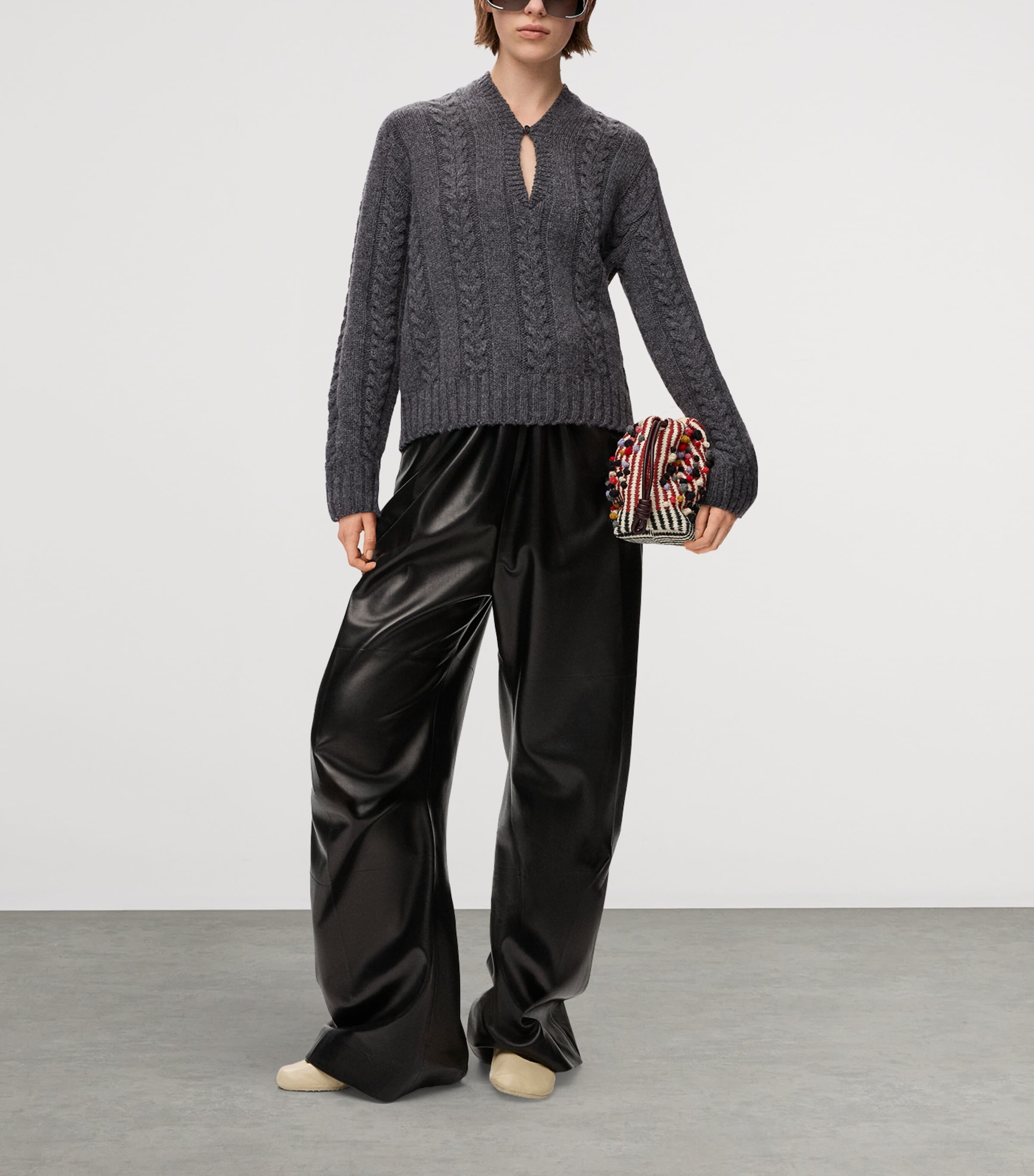 Wool Cable-Knit Sweater GREY Image 2