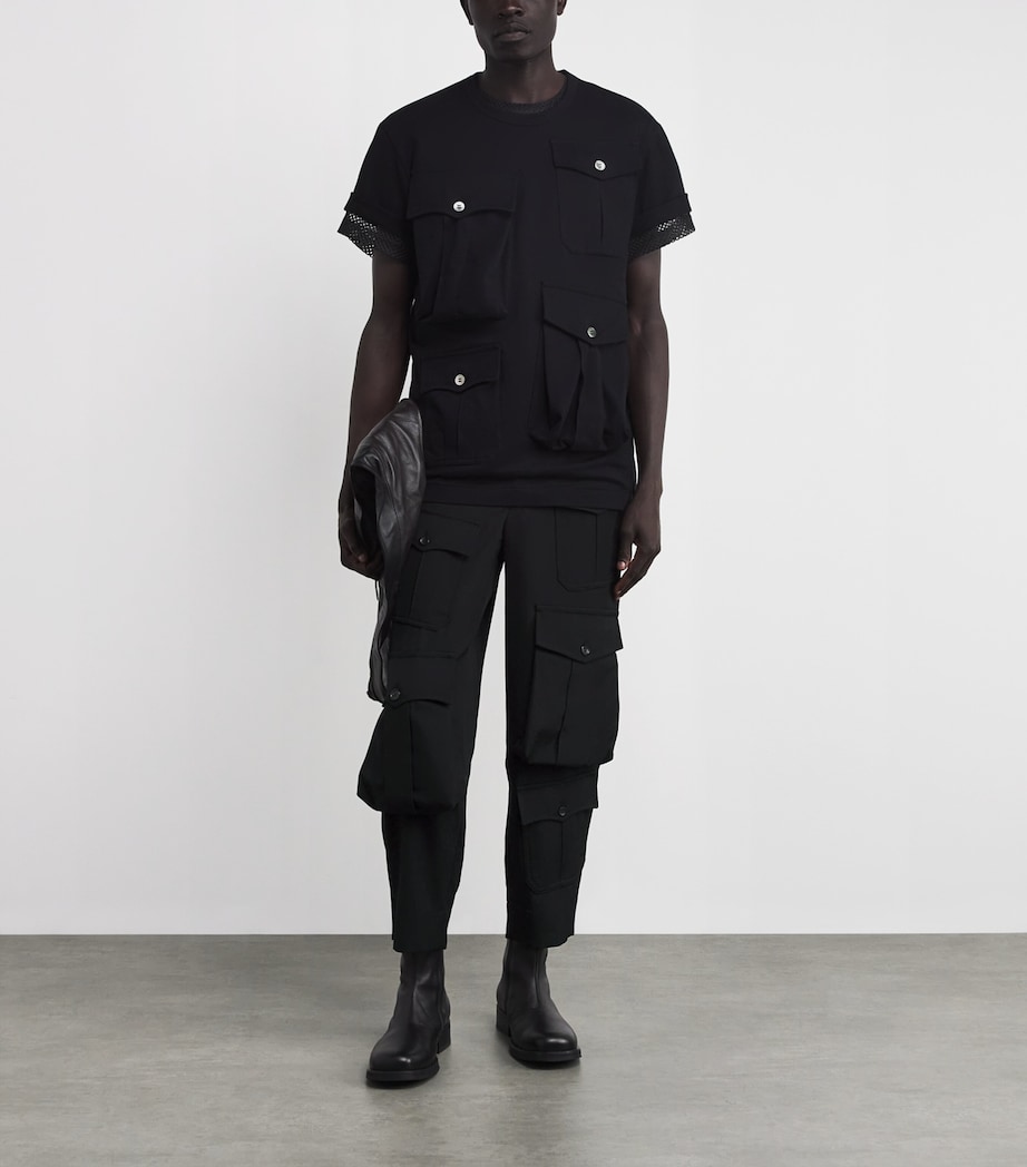 Wool Pocketed Straight Trousers BLACK Image 2