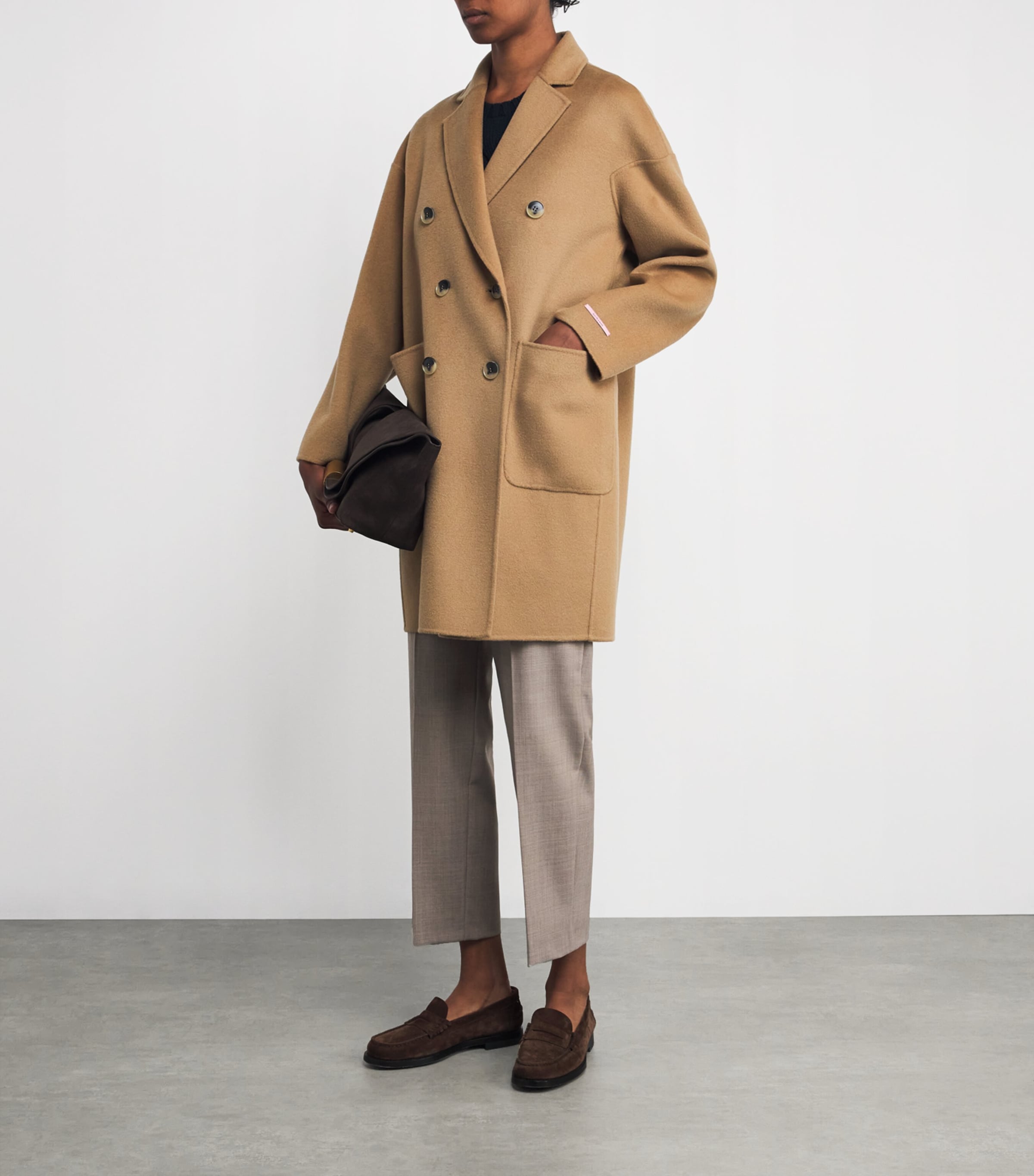 Virgin Wool Double-Breasted Coat CAMEL Image 2