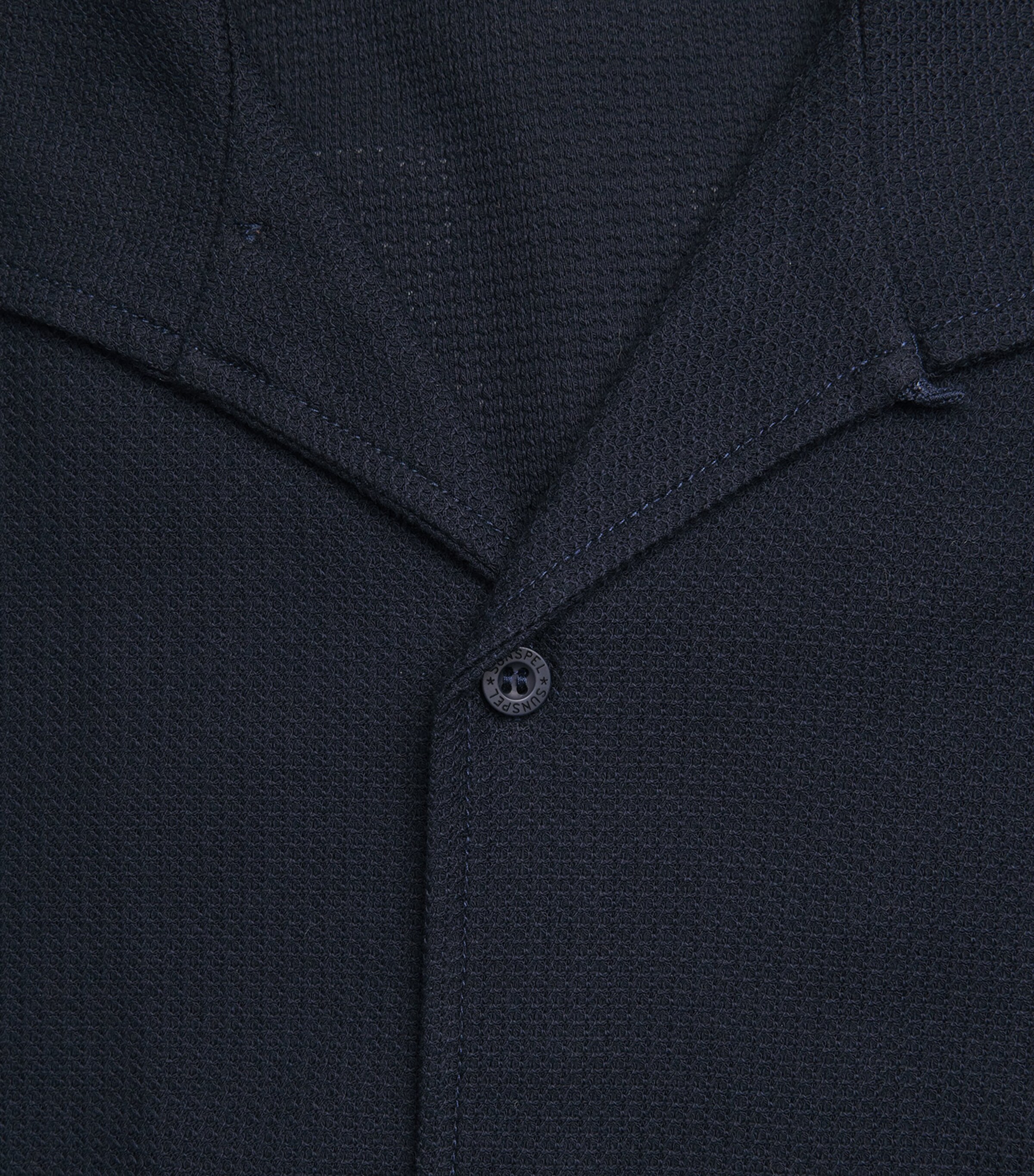 Sunspel Mens Cotton Open Collar Polo Shirt Buvn Midnight Navy Image 5