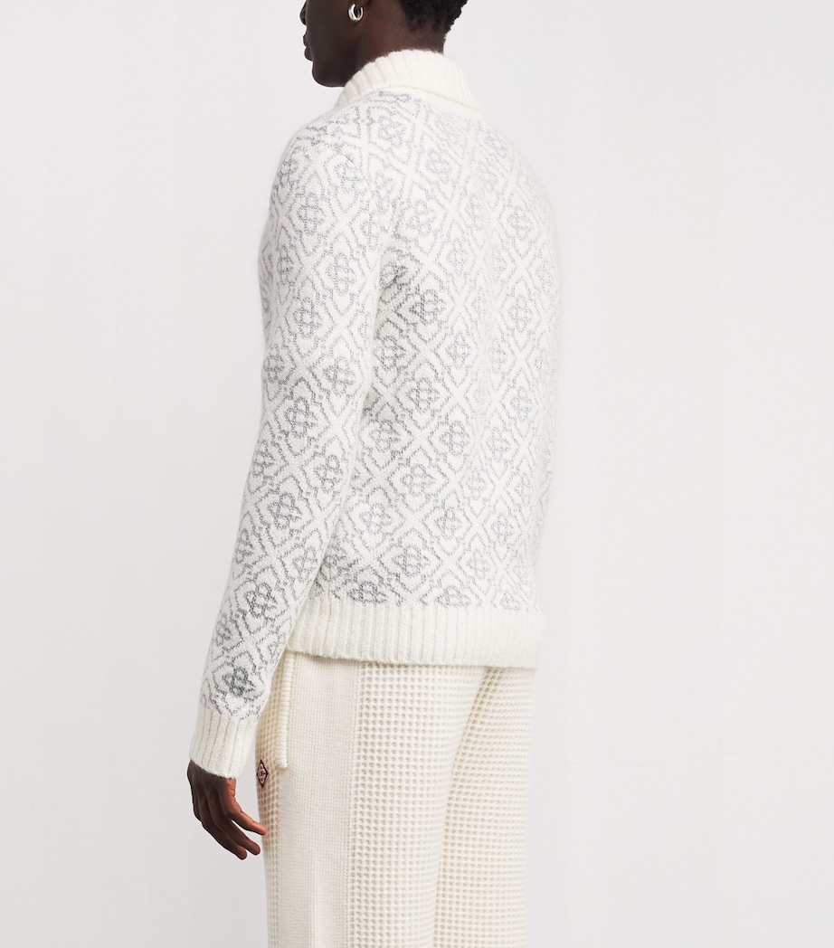 Monogram Zip-Up Cardigan WHITE Image 4