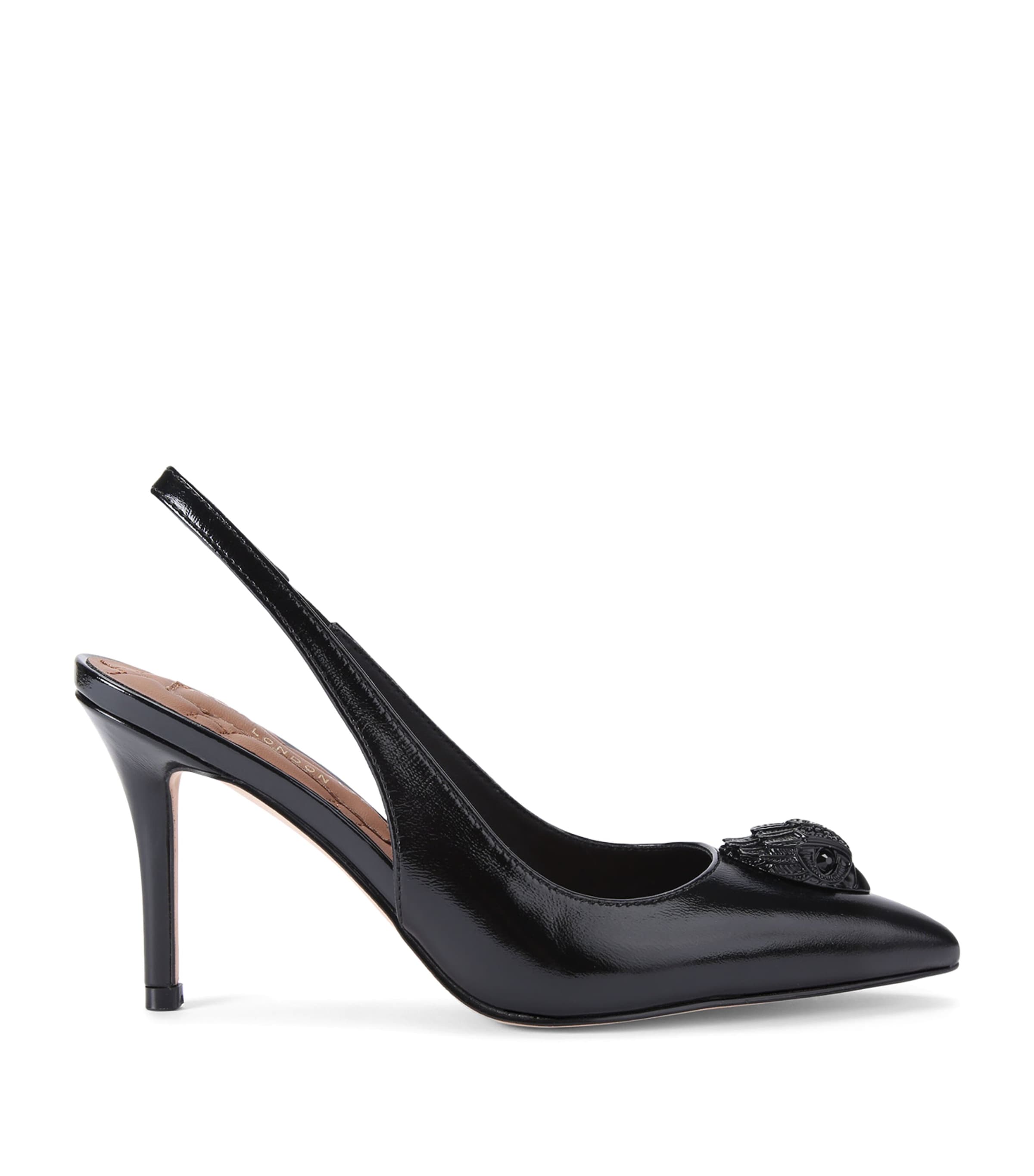 Kurt Geiger London Womens Black Belgravia Eagle-embellished Heeled Leather Slingbacks In Black
