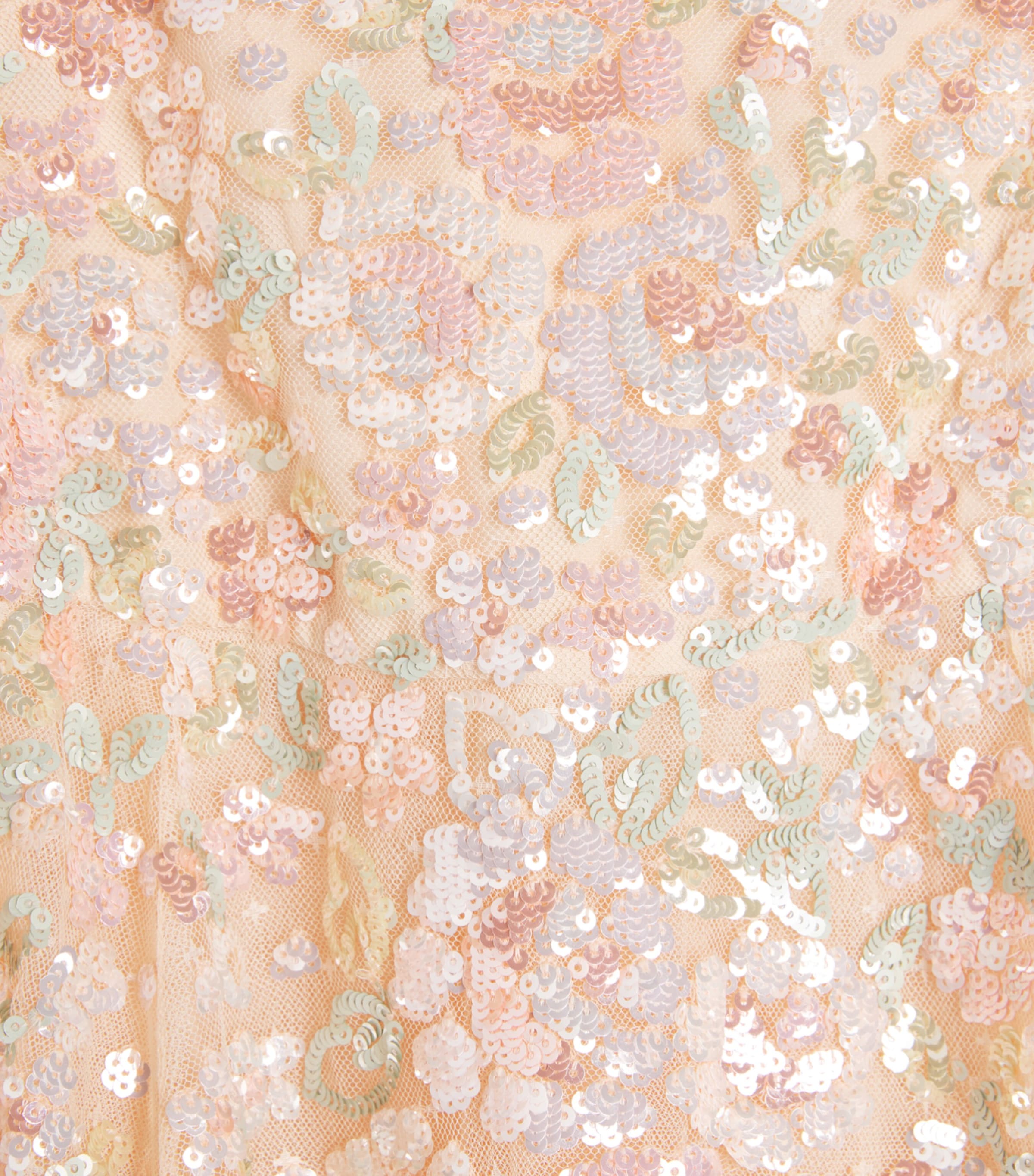 Needle & Thread Sequin Bouquet Cape Dress (8-12 Years) Apricot Blush/multi Image 3